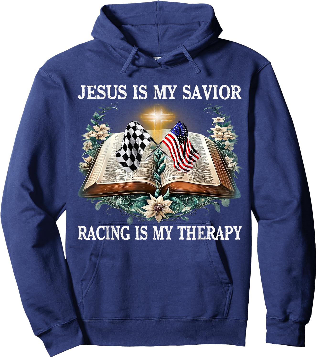 Jesus Is My Savior Racing Is My Therapy Racing Lover Hoodie - Hoodie | Navy