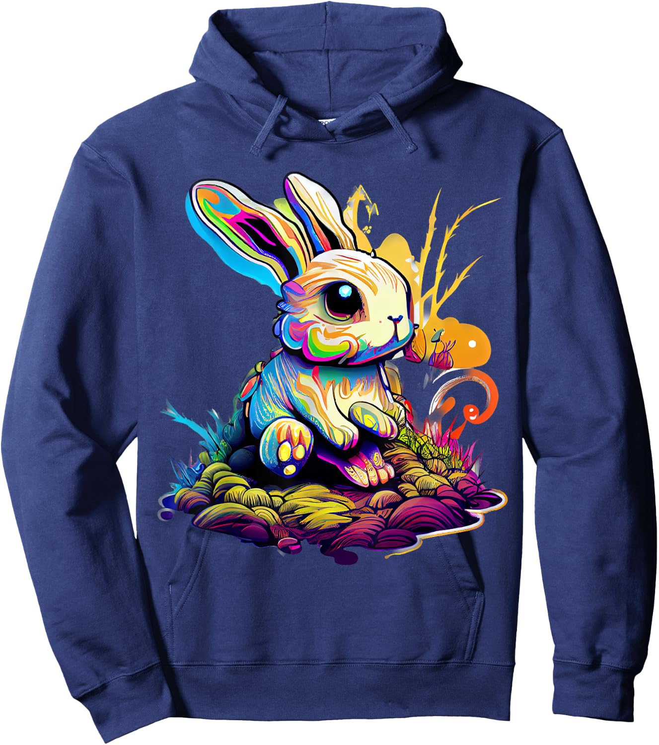 Bounce in Easter with this cute women's rabbit , black Hoodie - Hoodie | Navy