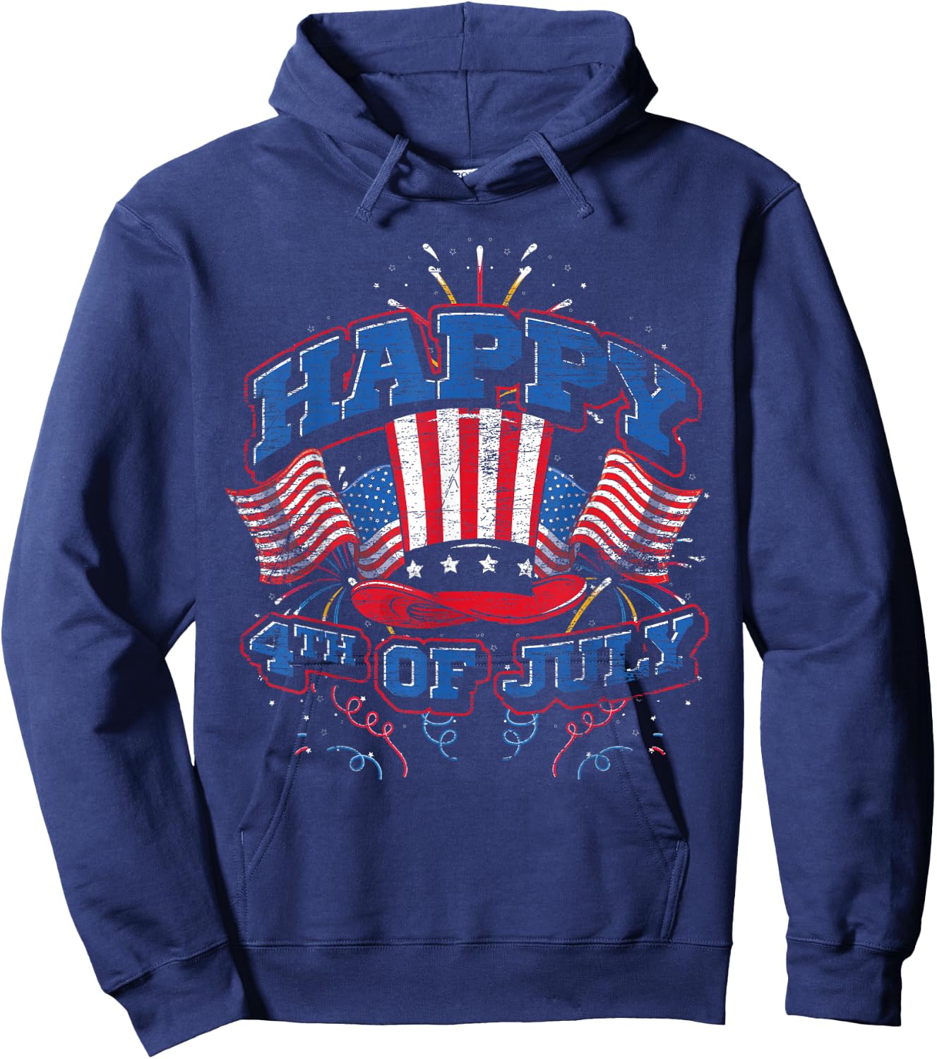 Happy 4th of July US Flag Liberty American 4th of July Hoodie - Hoodie | Navy