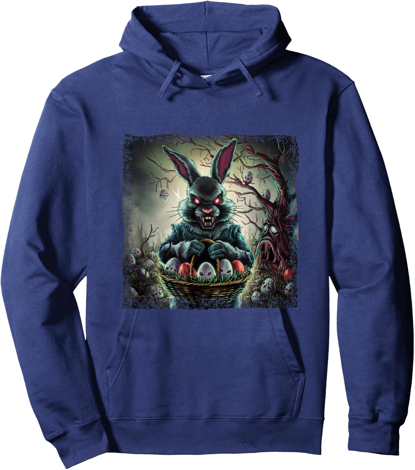 Easter Bunny Horror Rabbit Easter Egg Hoodie - Hoodie | Navy