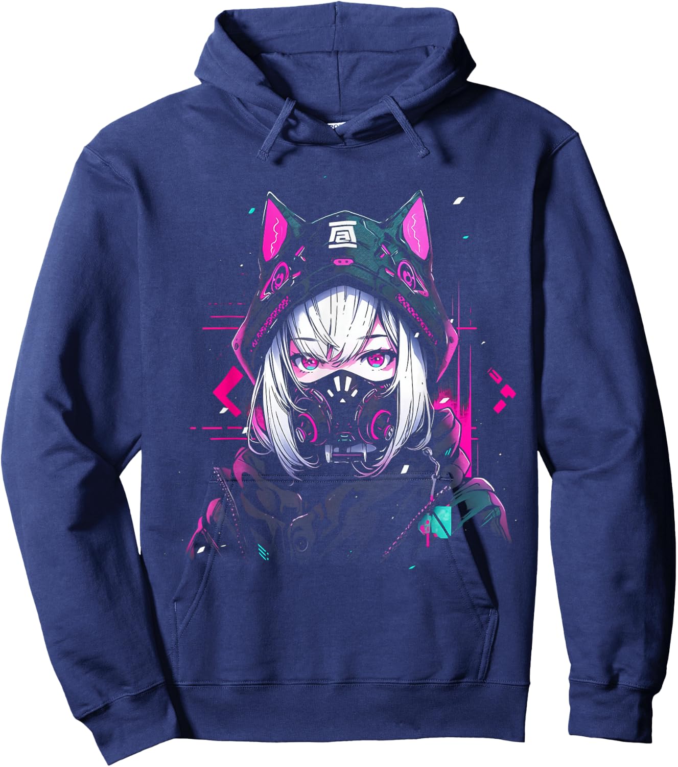 Anime Manga Cyberpunk Aesthetic Techwear Harajuku , black Hoodie - Hoodie | Navy
