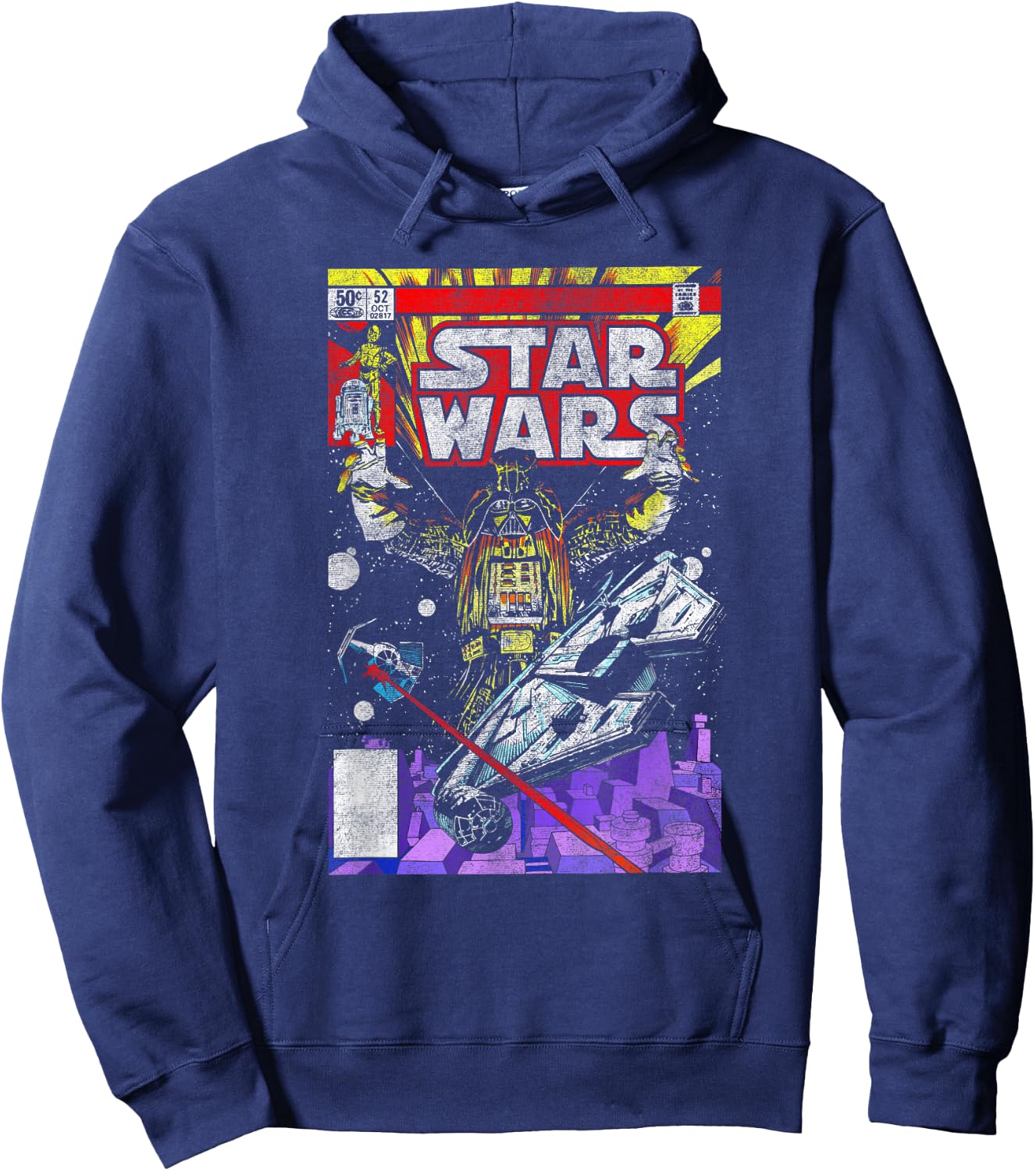 Star Wars Darth Vader Galaxy Retro Vintage Comic Style Cover Hoodie - Hoodie | Navy