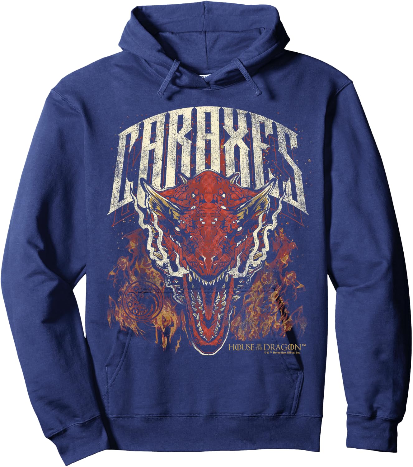 House of The Dragon Targaryen Caraxes in Flames Hoodie - Hoodie | Navy