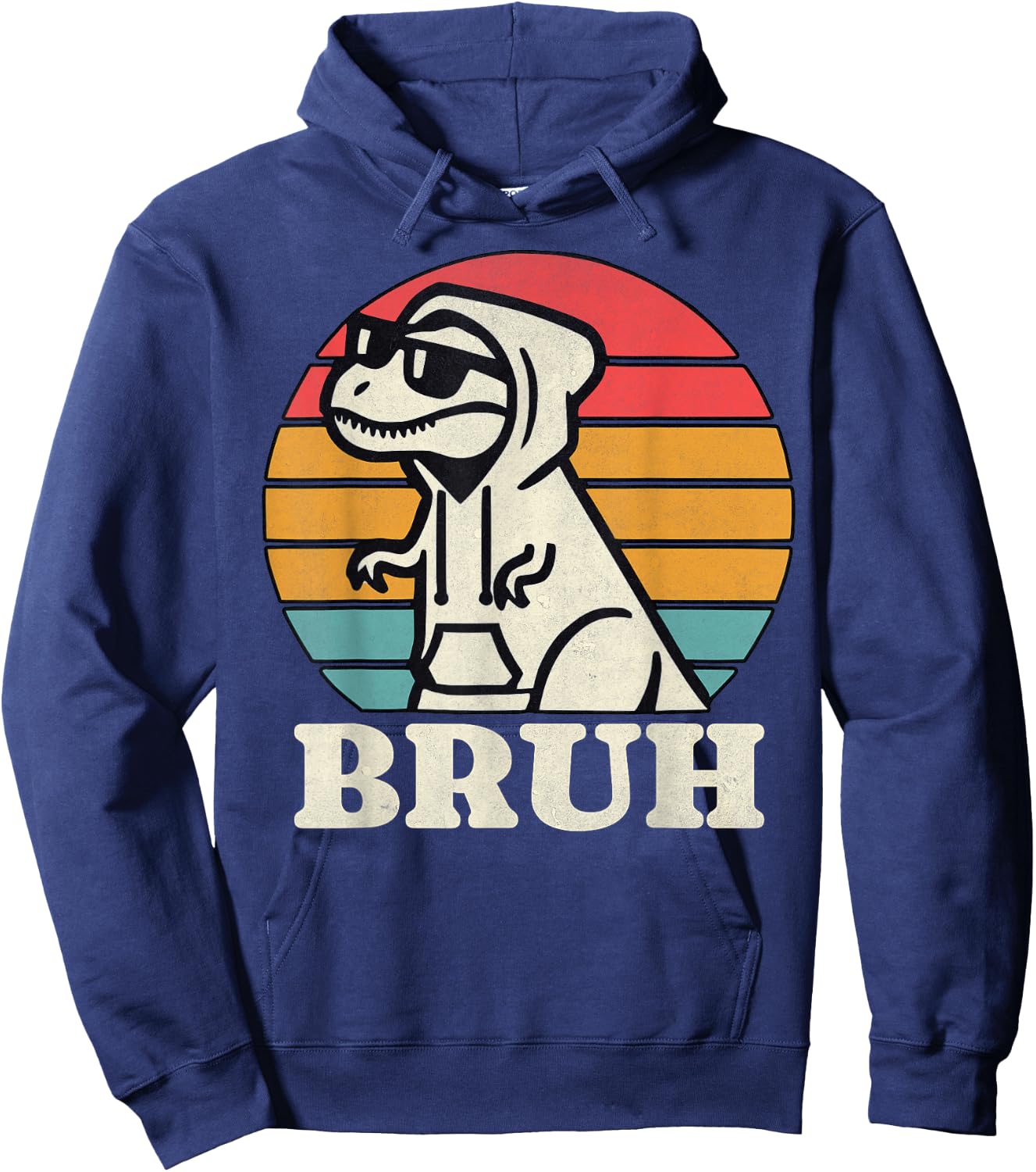 Retro Bruh T Rex Dinosaur Teen Sayings Teenage Boys Funny Hoodie - Hoodie | Navy