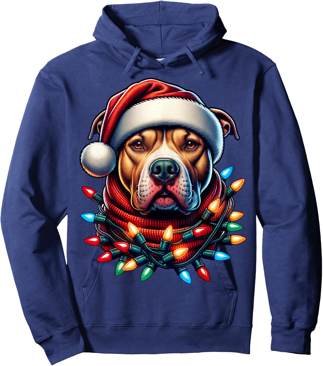 Christmas Pit bull Xmas Pit Bull Mom Dog Lover Santa Hoodie - Hoodie | Navy