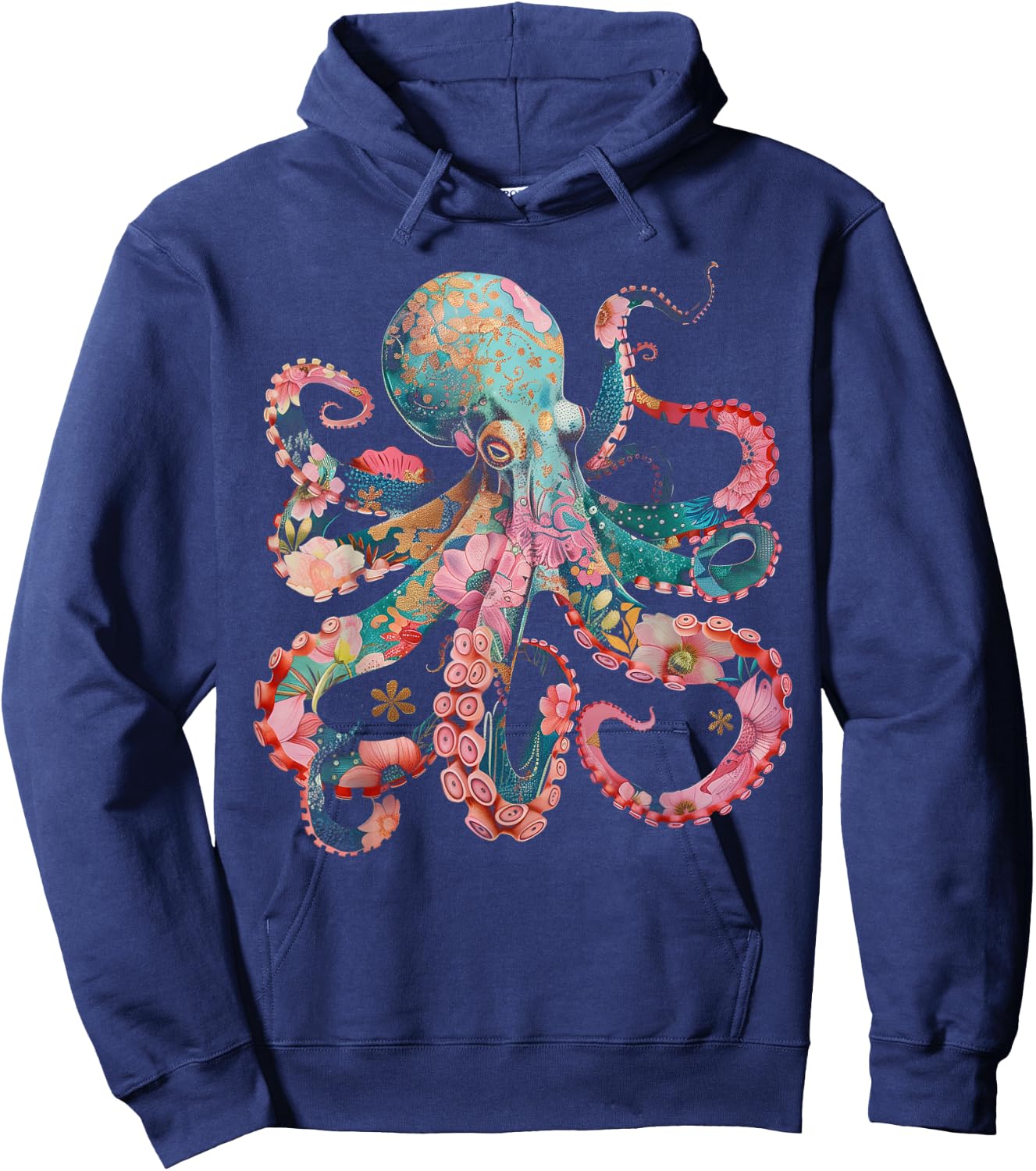Octopus Floral Vintage Flowers Squid Kraken Scuba Diving Hoodie - Hoodie | Navy