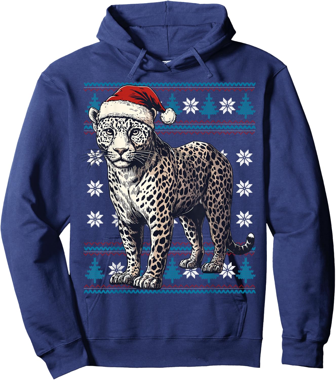 Jaguar Santa Hat Ugly Christmas Sweater Jaguar Lover Xmas Hoodie - Hoodie | Navy