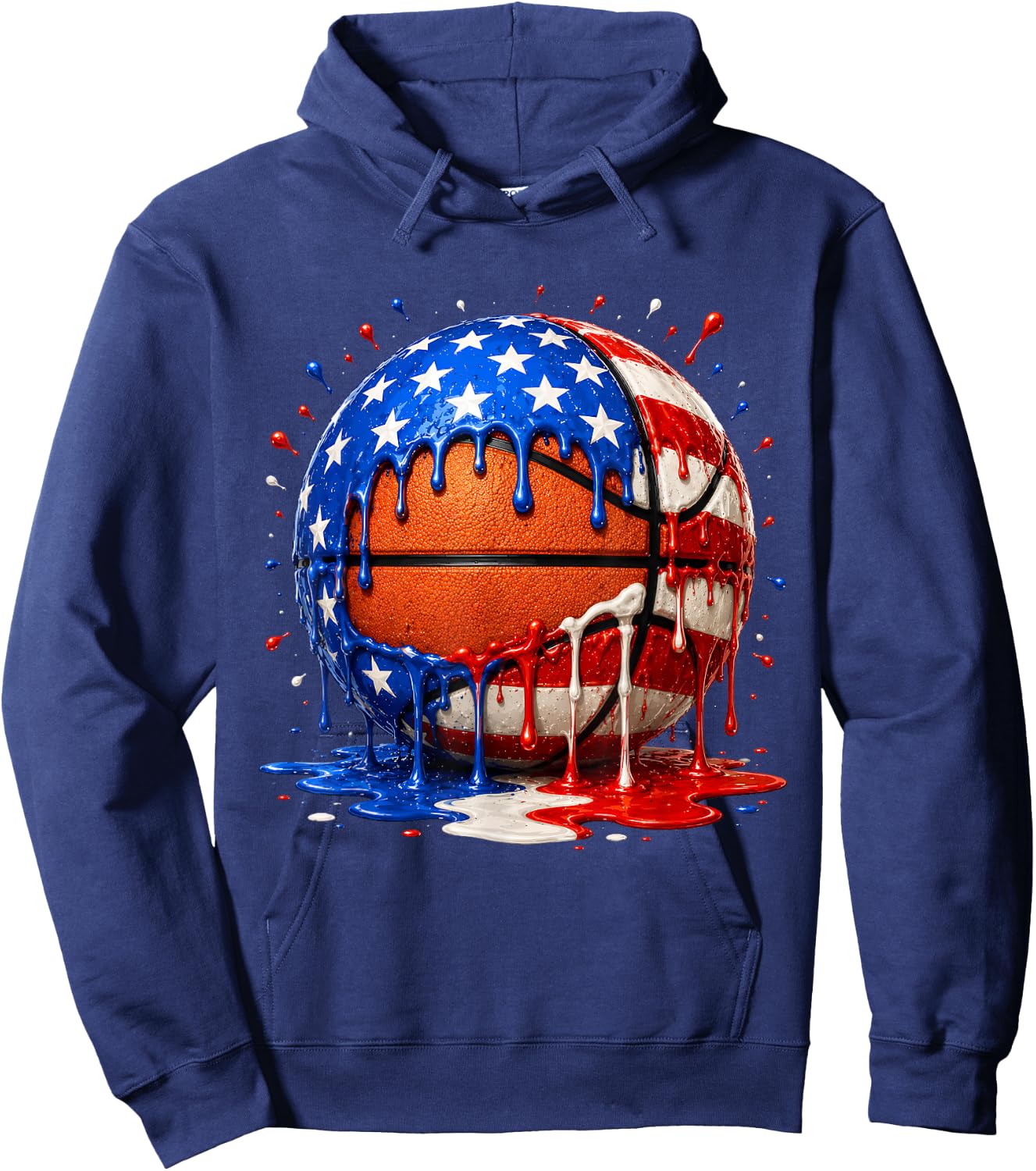 Basketball Ice Cream Drip Patriotic 4th of July Hoodie - Hoodie | Navy