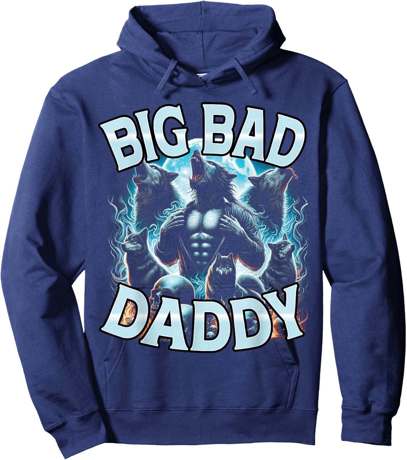 Big Bad Daddy Werewolf Moonlit Forest Adult Humor Women Men Hoodie - Hoodie | Navy