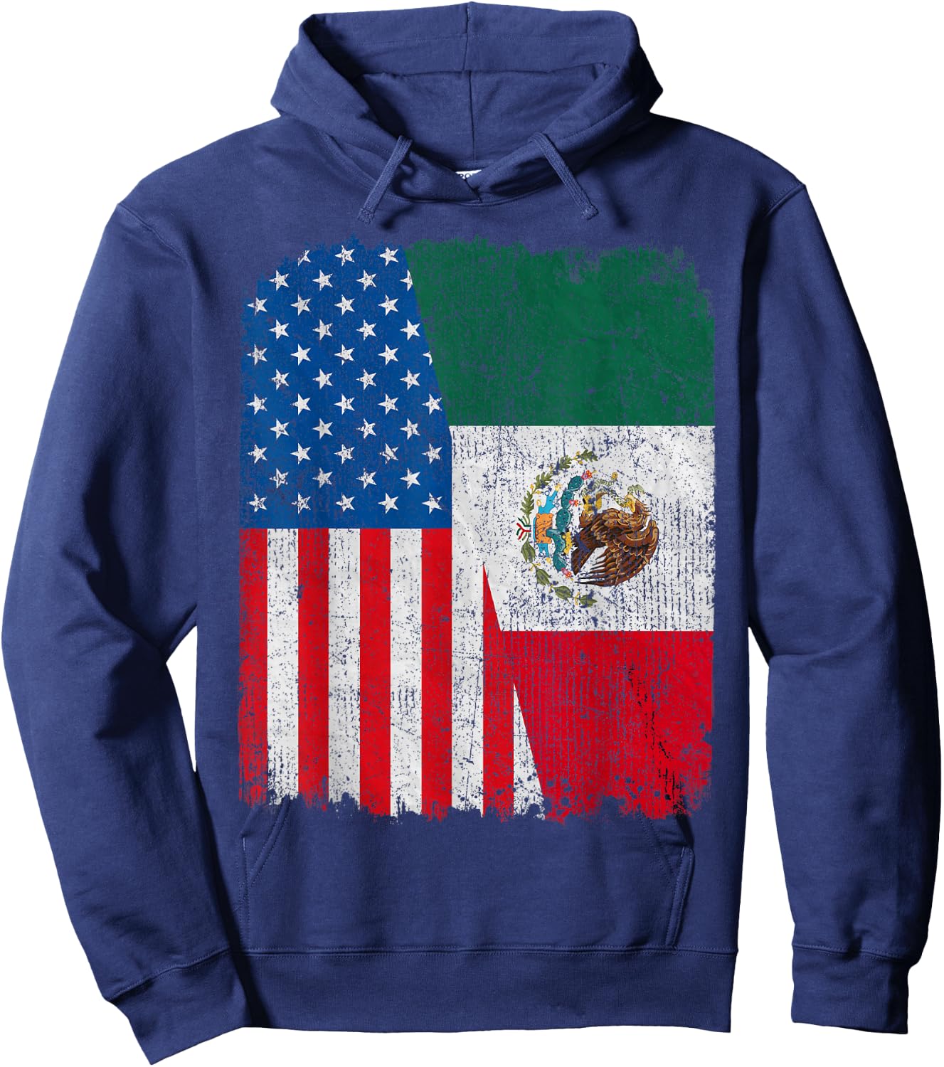 Mexican American Flag Half USA Mexico Root Proud Hoodie - Hoodie | Navy