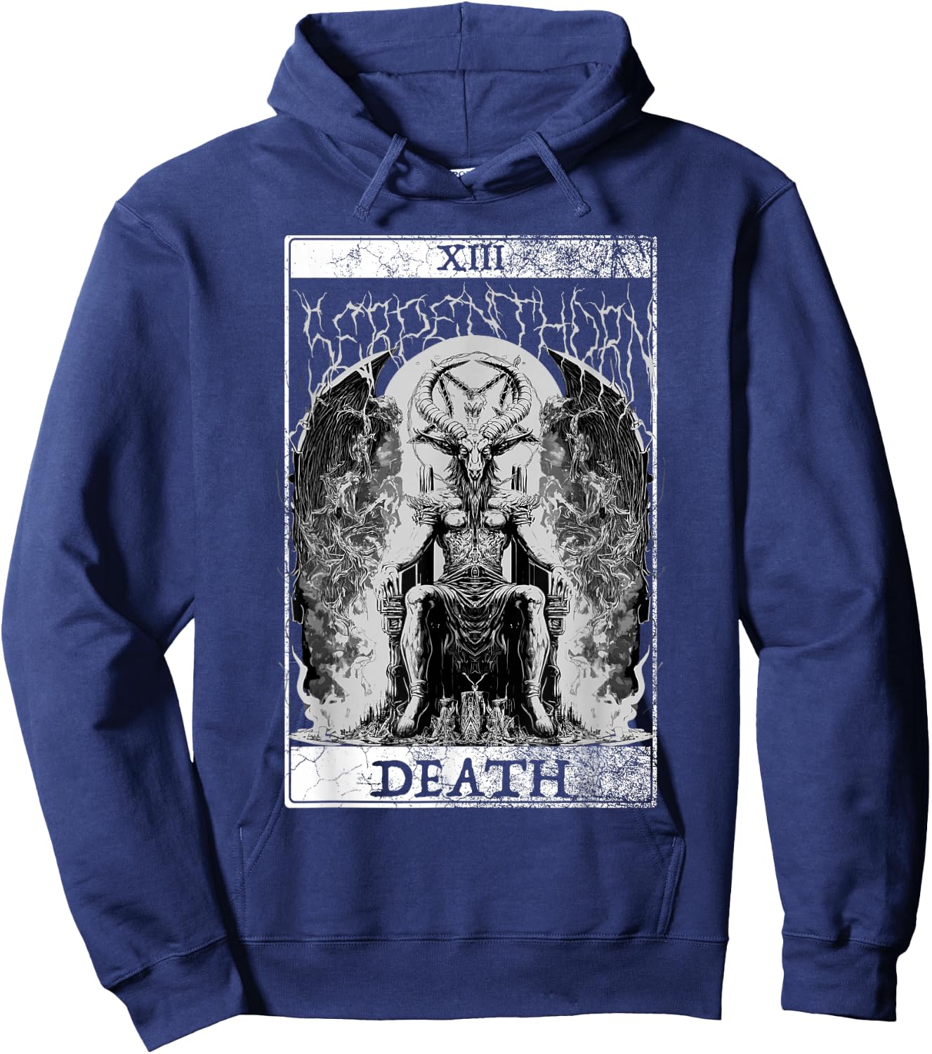 Baphomet Occult Satan Goat Head Tarot Card Death Unholy Hoodie - Hoodie | Navy