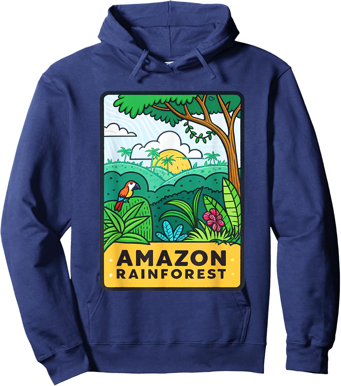 Vibrant Amazon Rainforest Design Nature Inspired Hoodie - Hoodie | Navy