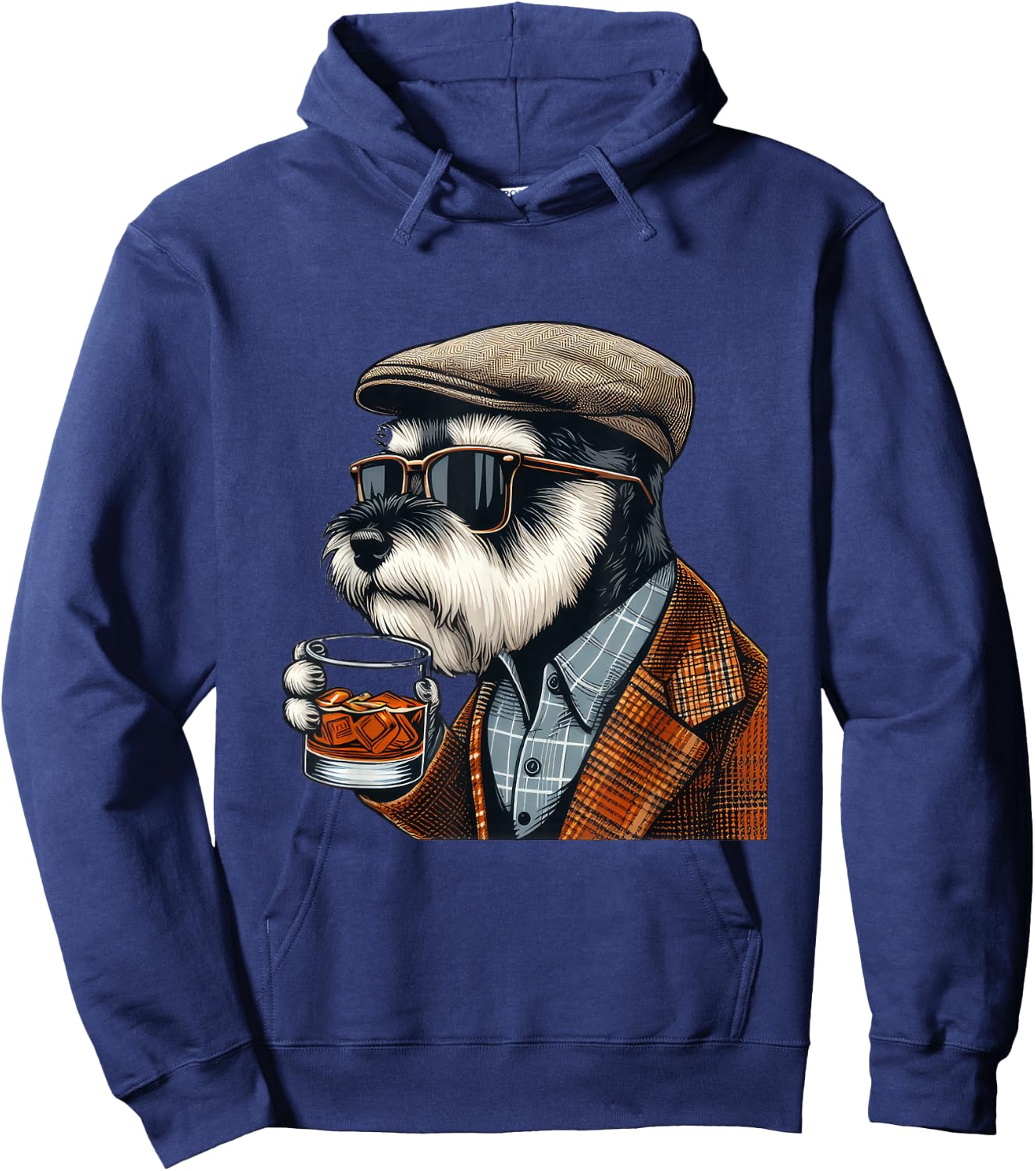 Whiskey Lover I Bourbon Drinker I Miniature Schnauzer Hoodie - Hoodie | Navy
