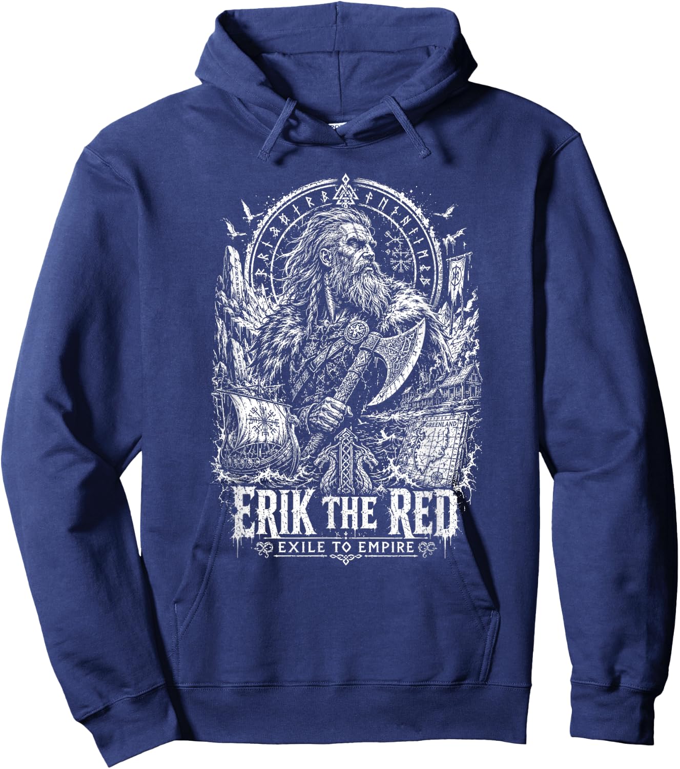 Erik The Red Exile to Empire Viking Saga Hoodie - Hoodie | Navy