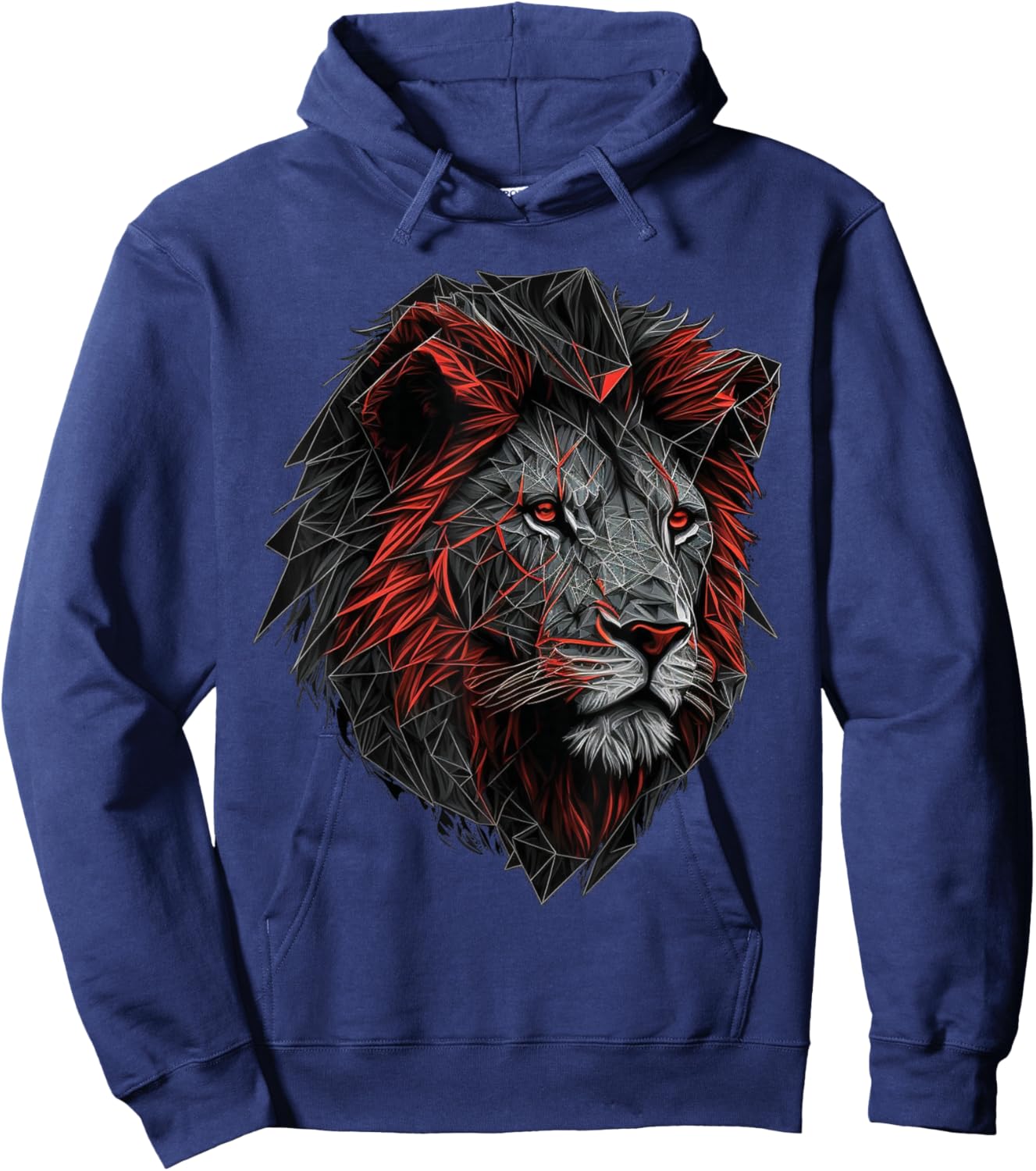 Lion Animal Print Art Polygon Lion , black Hoodie - Hoodie | Navy
