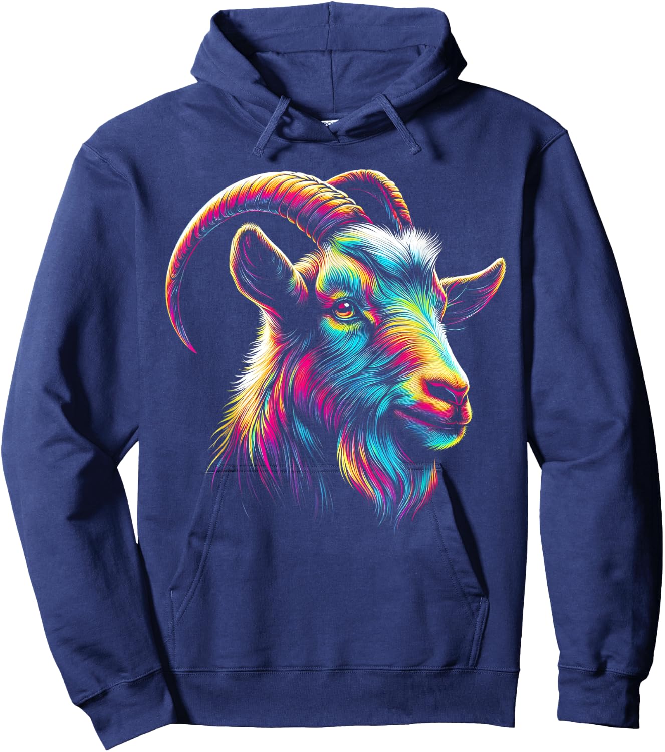 Goat Colorful Artwork | Animal Motif Goat Hoodie - Hoodie | Navy