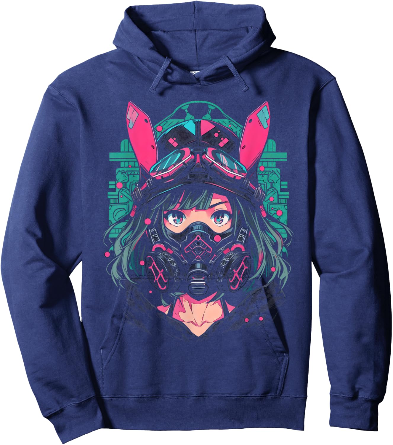 Anime Manga Cyberpunk Aesthetic Techwear Harajuku | Bunny Hoodie - Hoodie | Navy