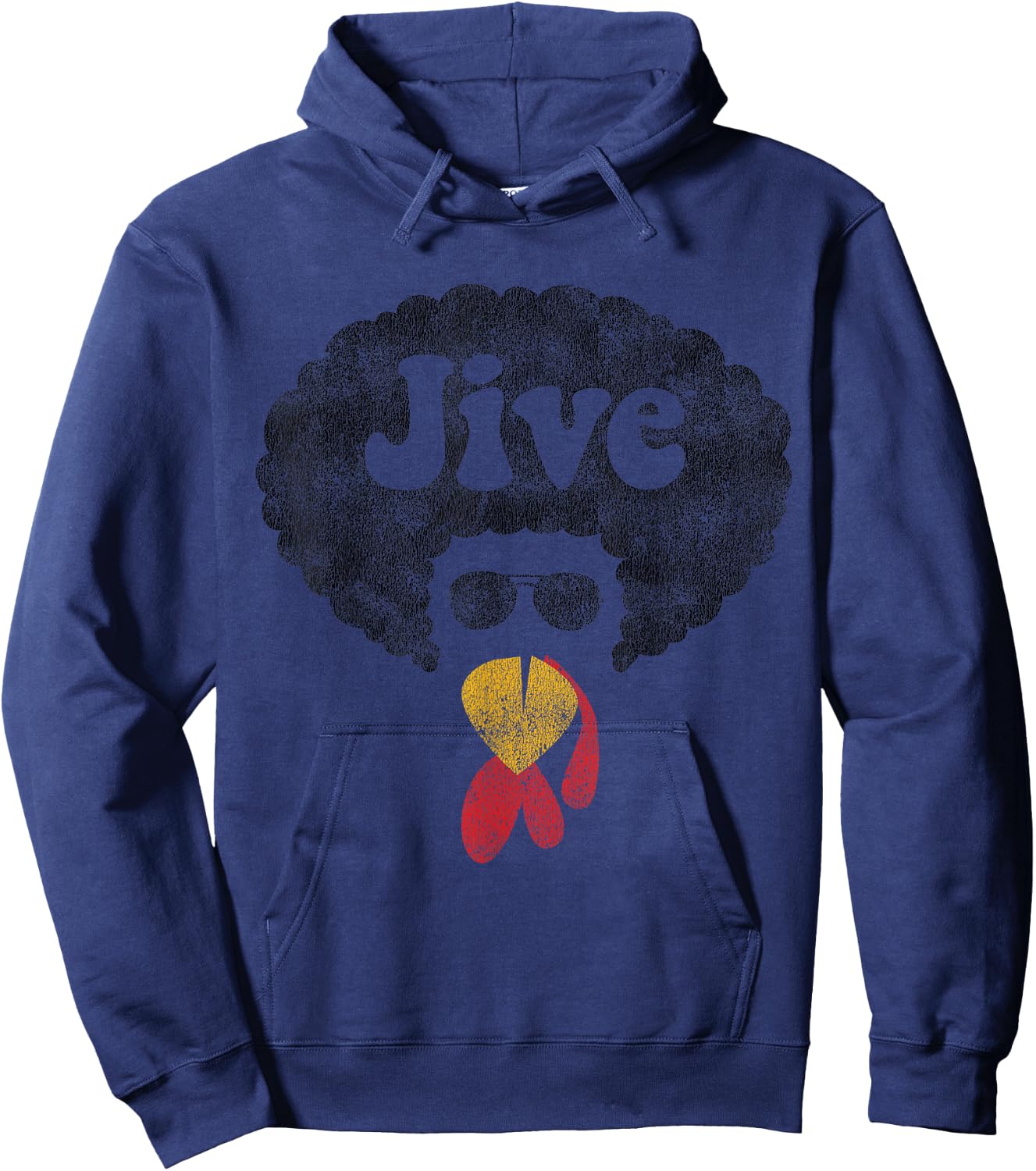 Funny Thanksgiving Jive Gift Vintage Distressed Turkey Face Hoodie - Hoodie | Navy