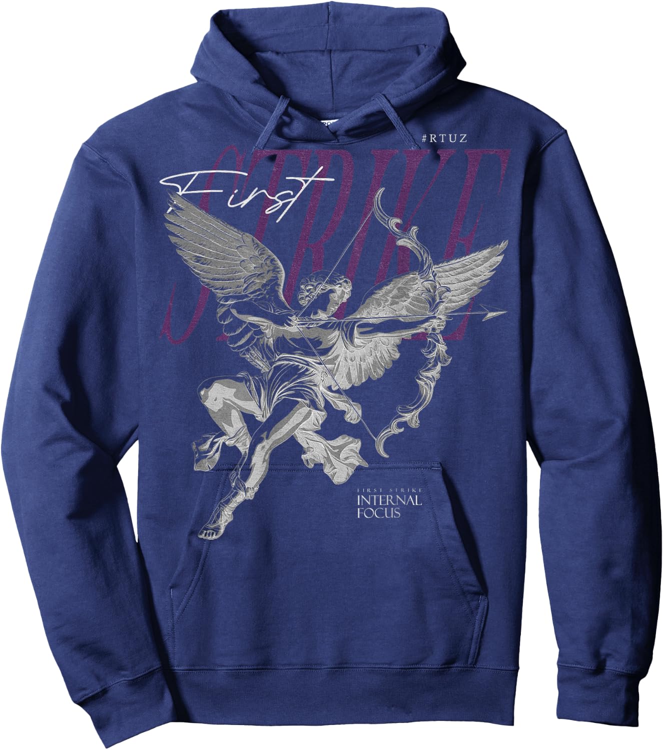 Hip Hop Angel Vintage Edgy Y2K Backprint Streetwear Angel Hoodie - Hoodie | Navy