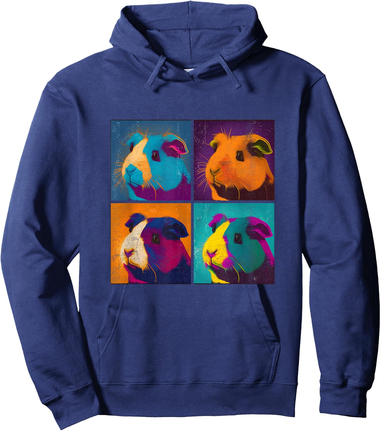 Guinea Pig Pop Art Design Illustration Colorful Animal Women Hoodie - Hoodie | Navy