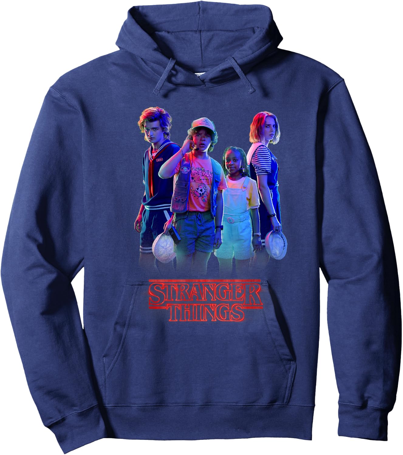 Stranger Things Vintage Steve & Robin Scoops Ahoy Babysitter Hoodie - Hoodie | Navy