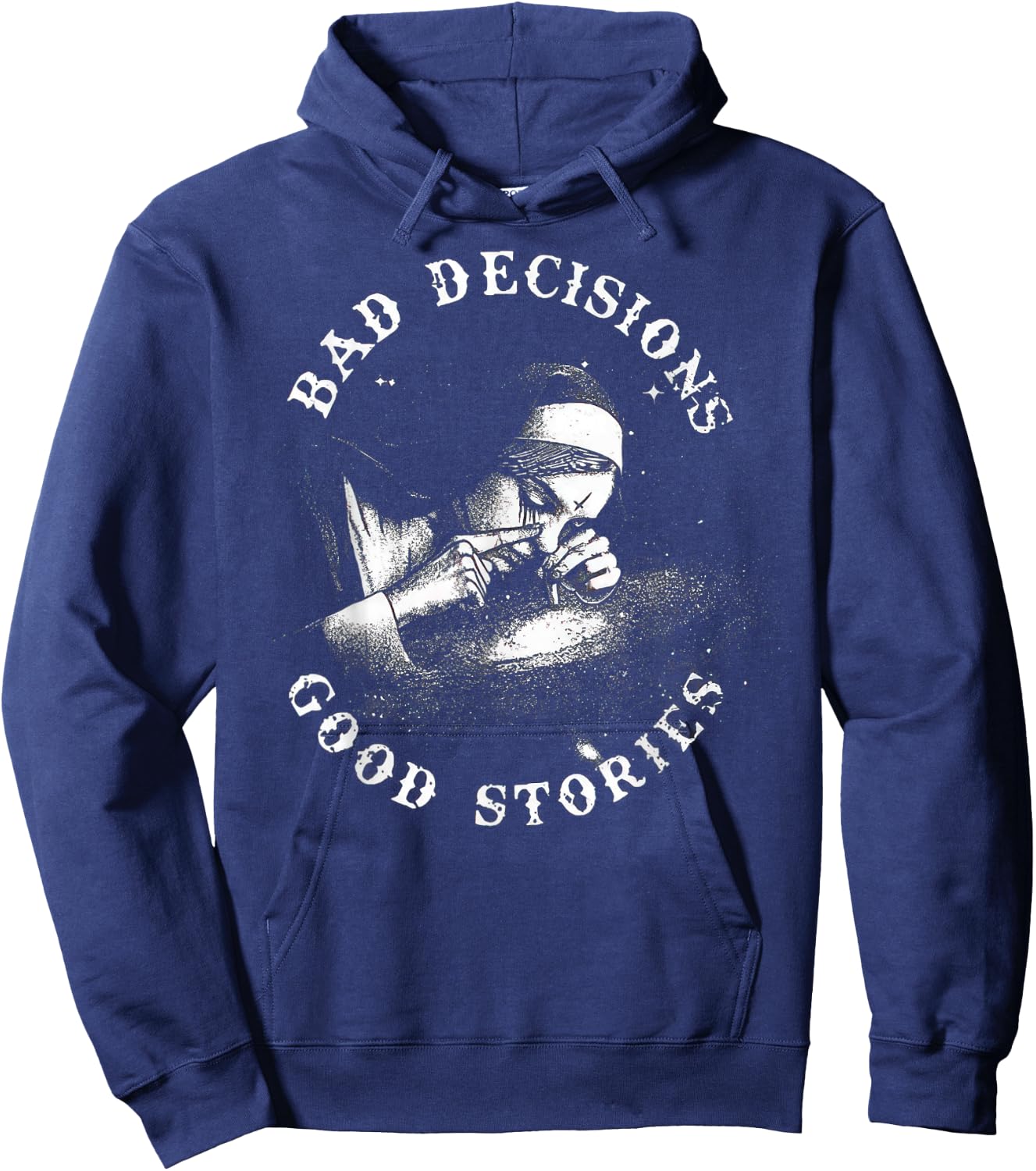 Bad Decisions Good Stories Nonne Tuxedo Unholy Drug Nun , black Hoodie - Hoodie | Navy