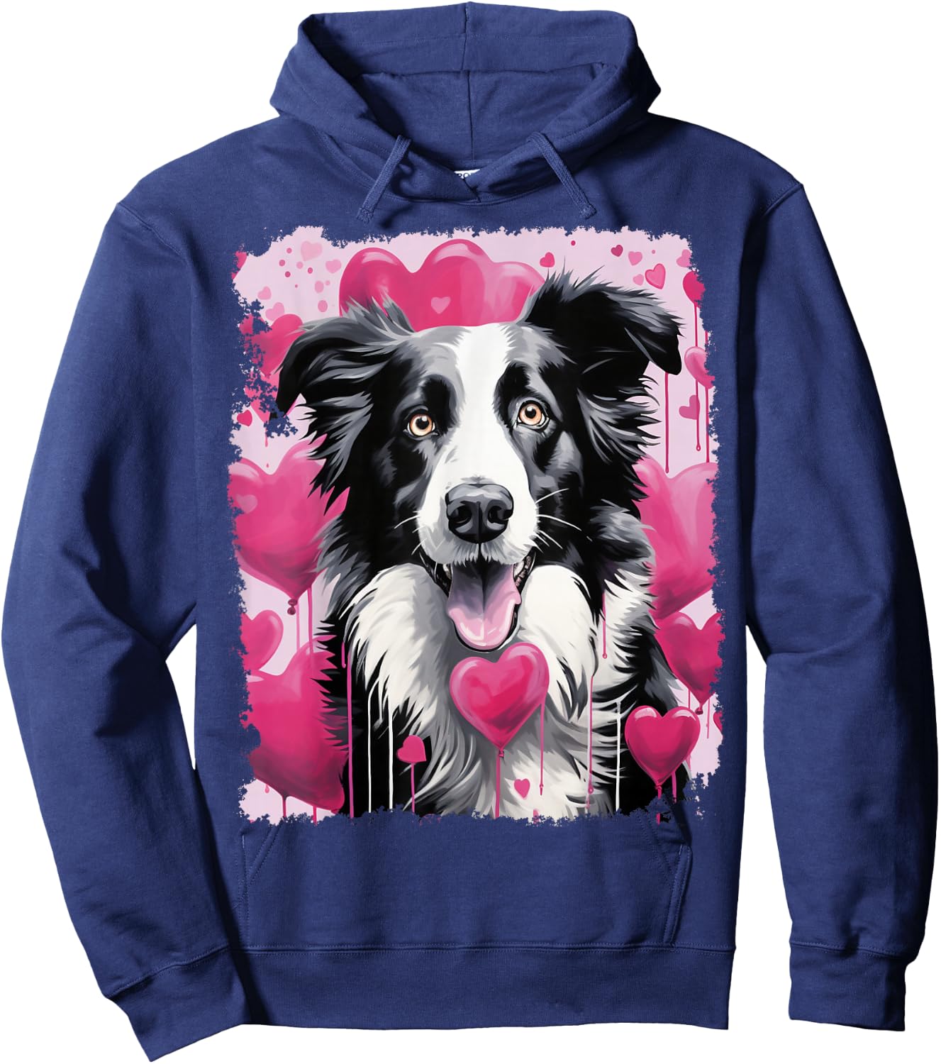 Pop Art Dog Cute Border Collie Hoodie - Hoodie | Navy