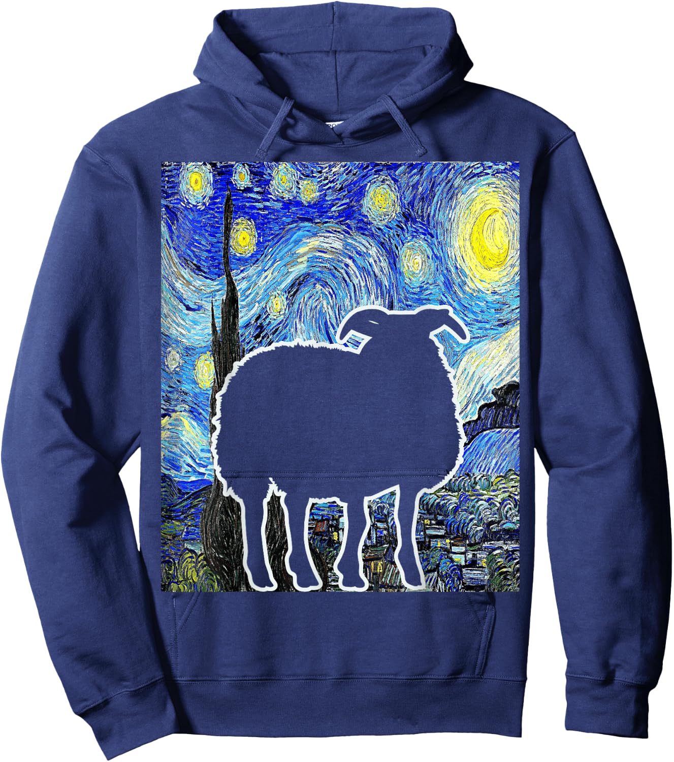 Sheep Starry Night Van Gogh Funny Sheep Farmer Lamb Hoodie - Hoodie | Navy