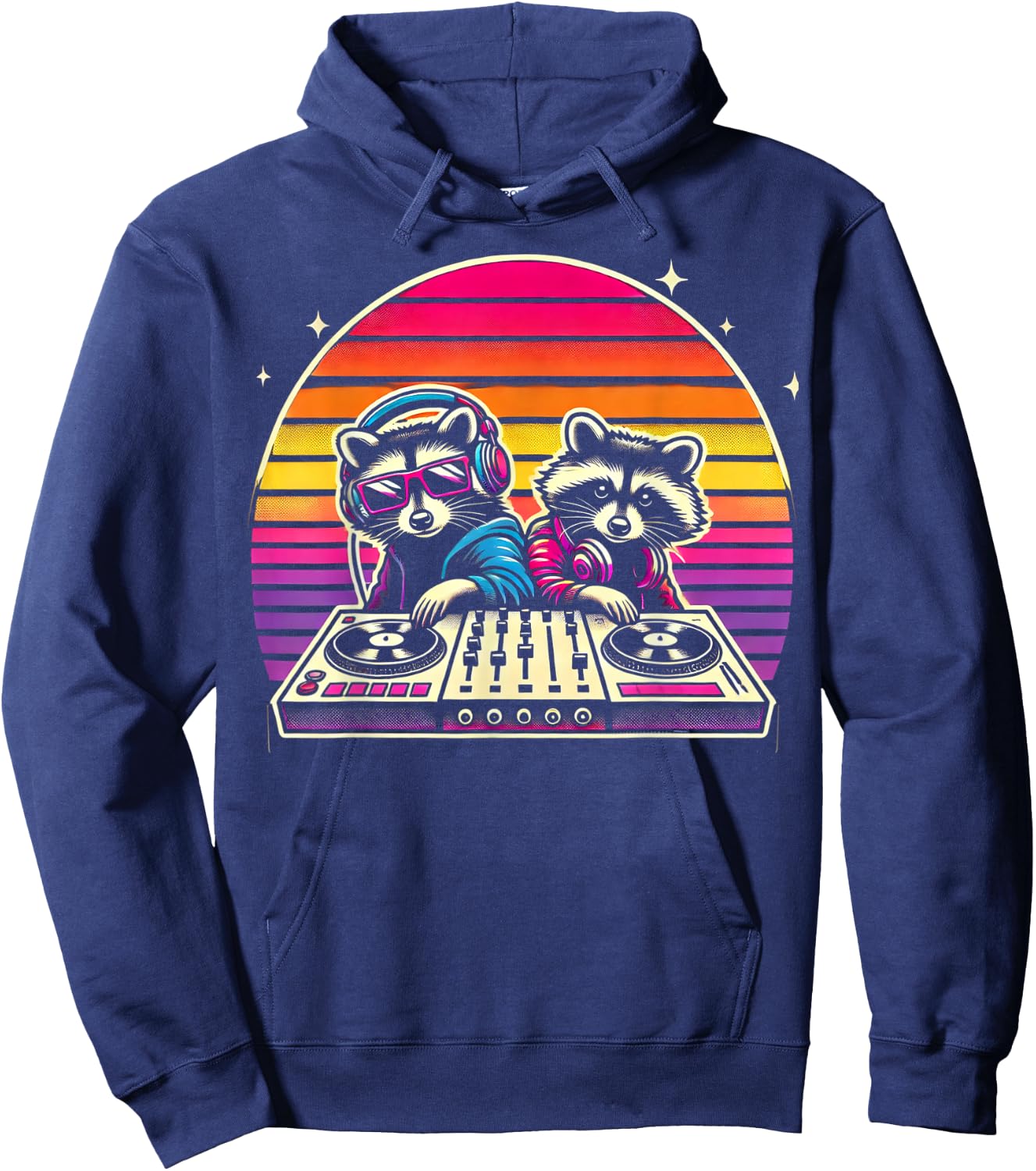 Hip Hop Raccoon Scratching Vinyl Music Raccoon DJ Hoodie - Hoodie | Navy