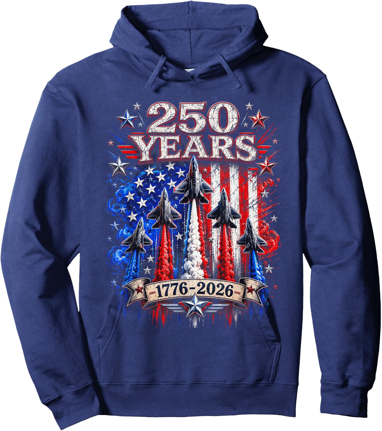 250 Anniversary USA Flag Hoodie - Hoodie | Navy