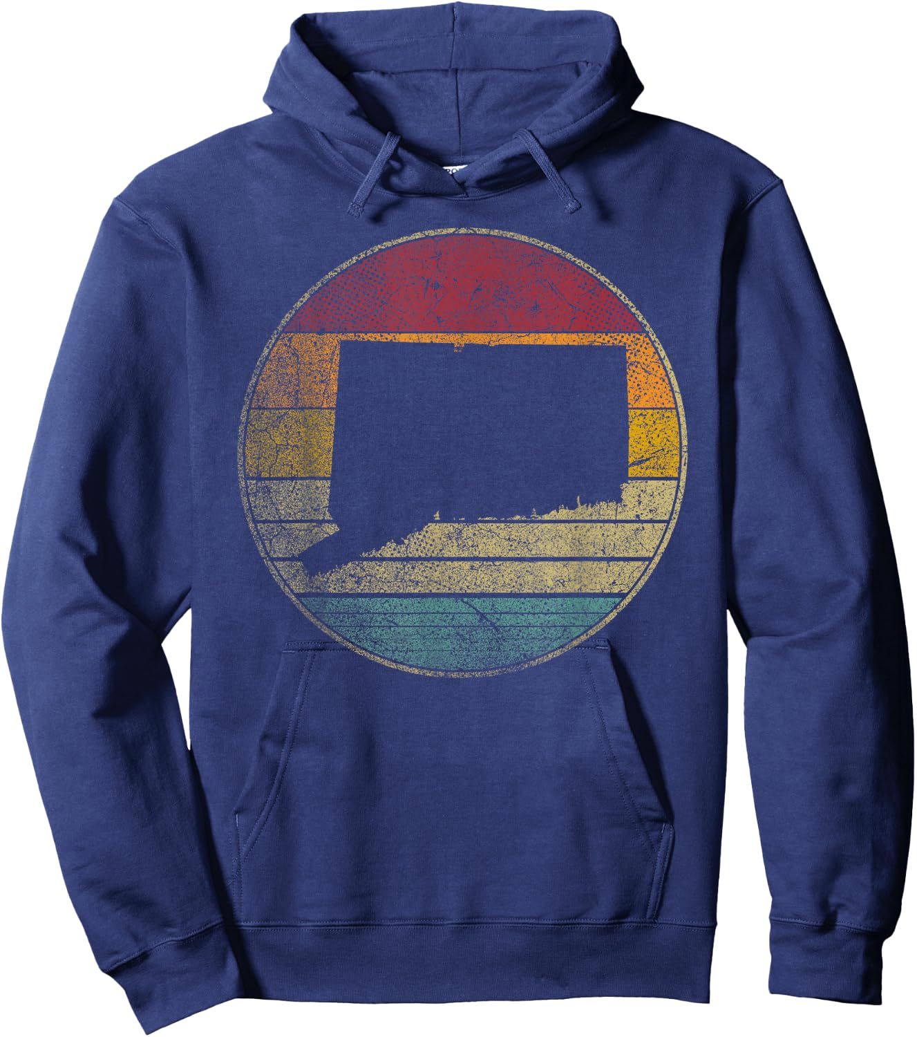 Connecticut Vintage Retro Style Distressed 70s 80s Novelty Hoodie - Hoodie | Navy