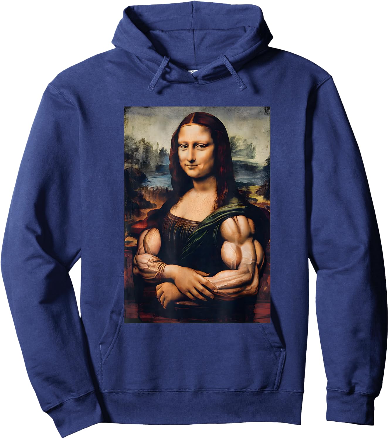 Mona Lisa Bicep Bodybuilding Gym Workout Funny Mona Lisa Hoodie - Hoodie | Navy