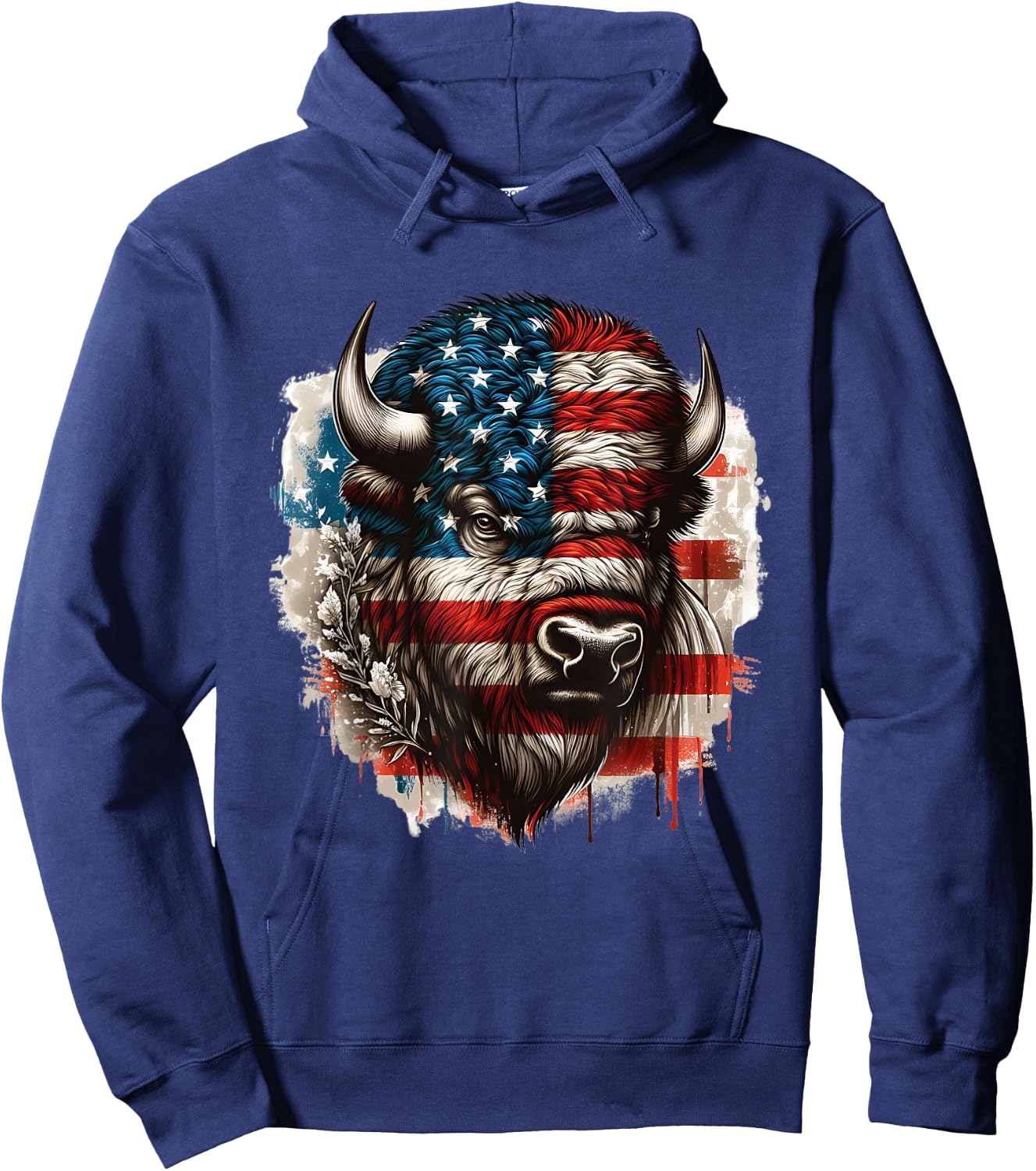 American Buffalo American Bison American Flag American Bison Hoodie - Hoodie | Navy