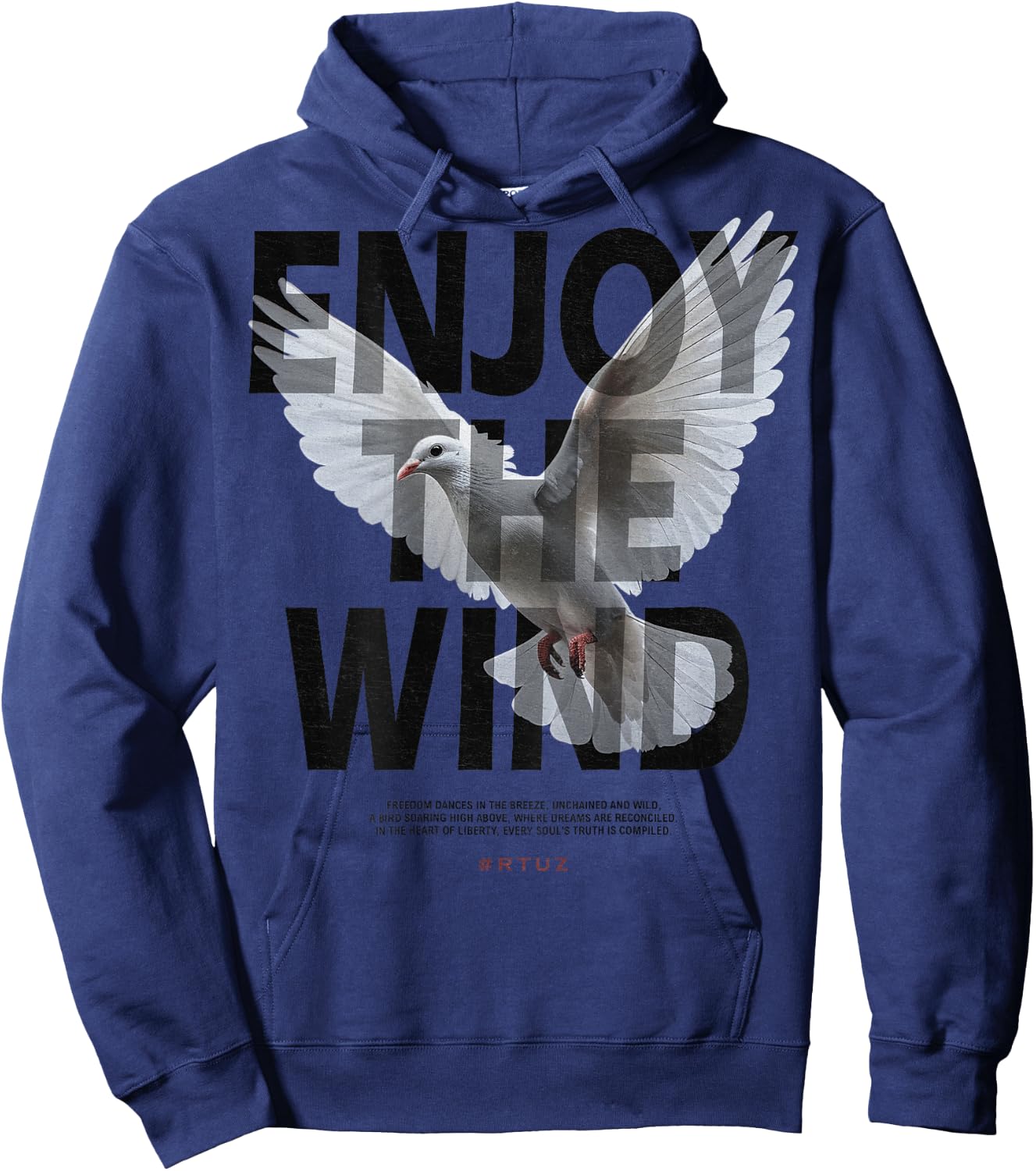 Hip Hop Retro Vintage Urban Backprint Streetwear White Dove Hoodie - Hoodie | Navy