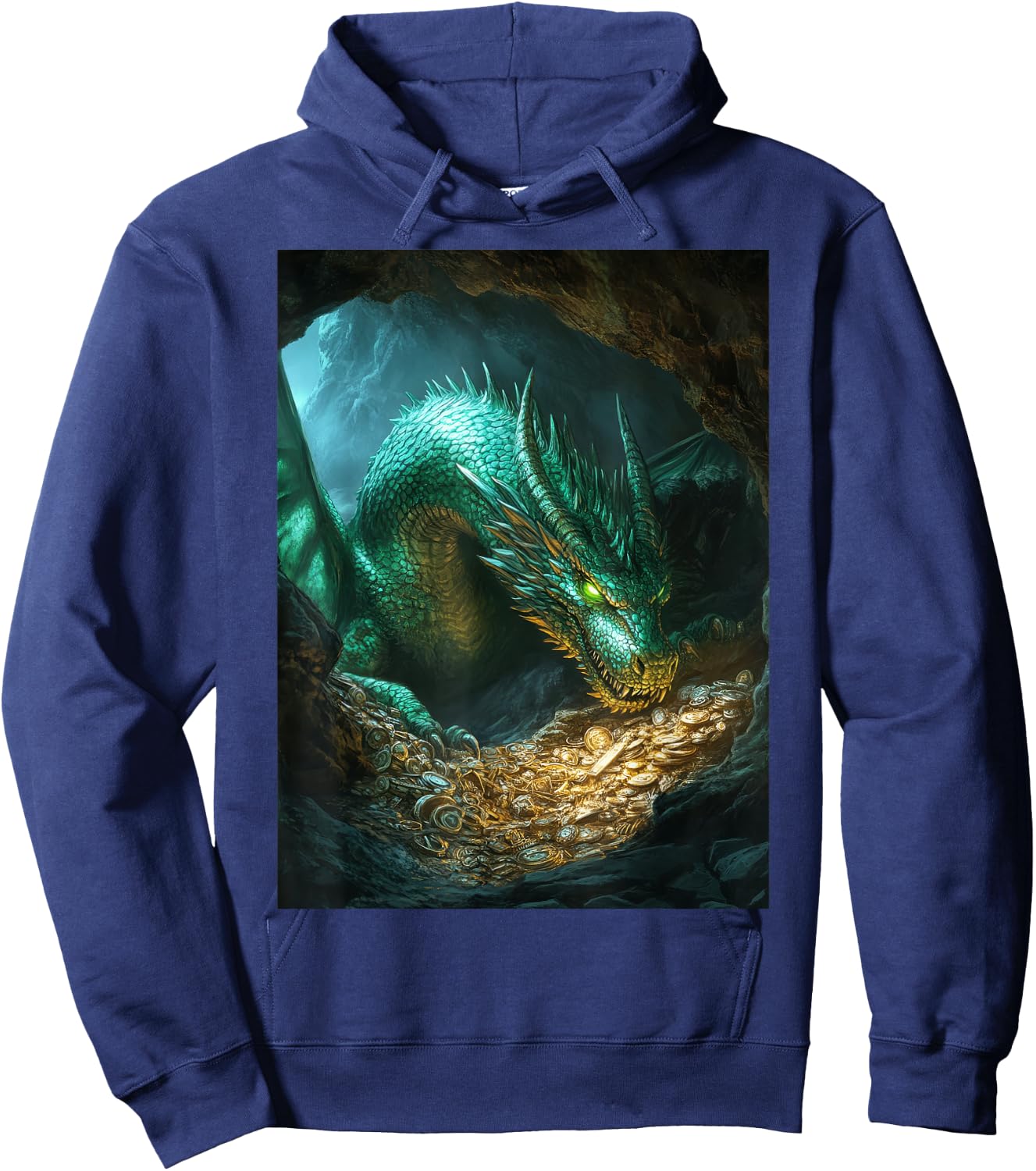 Majestic Green Hoard Dragon Guardian Hoodie - Hoodie | Navy