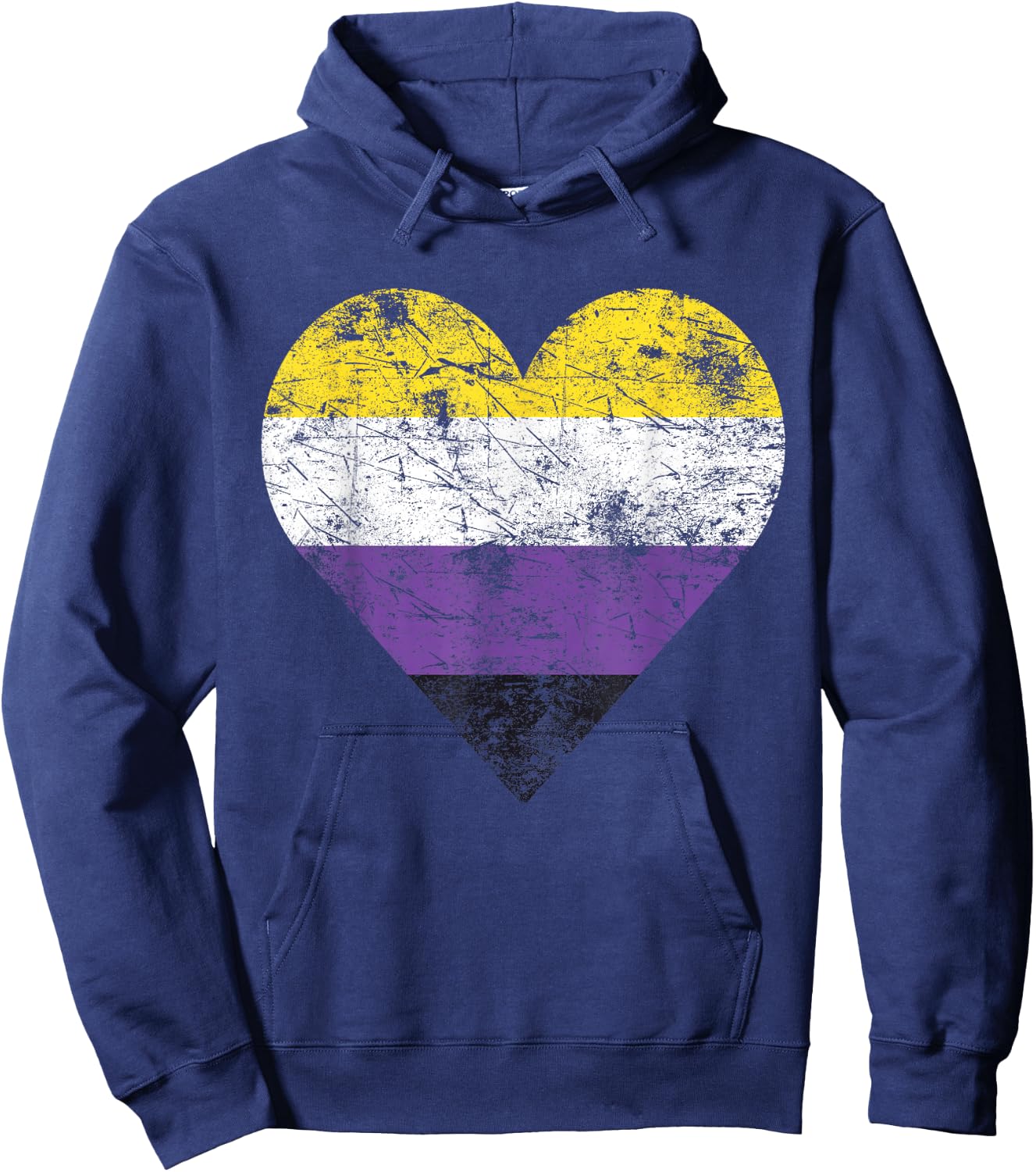 Drapeau Vintage Non Binaire en Forme de cœur Hoodie - Hoodie | Navy