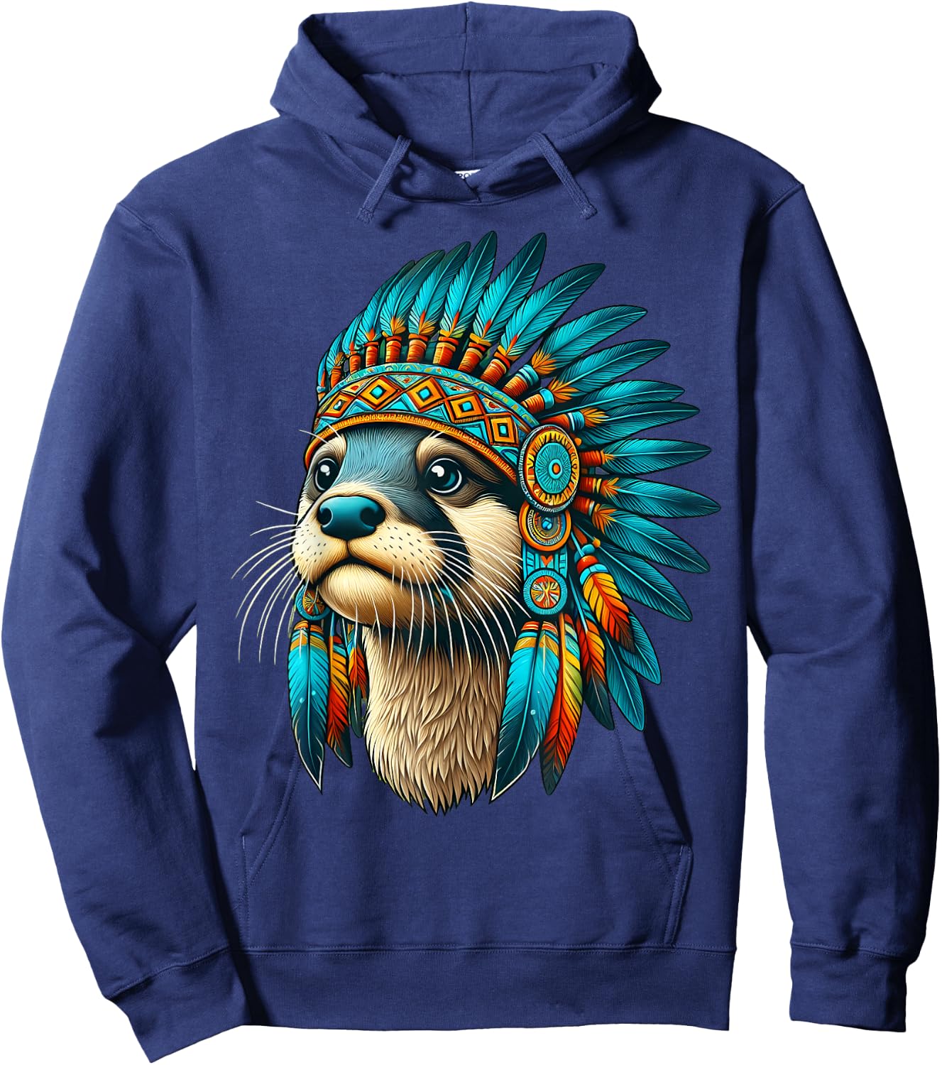 Native Indian Otter Native American Indian Feathers Hoodie - Hoodie | Navy
