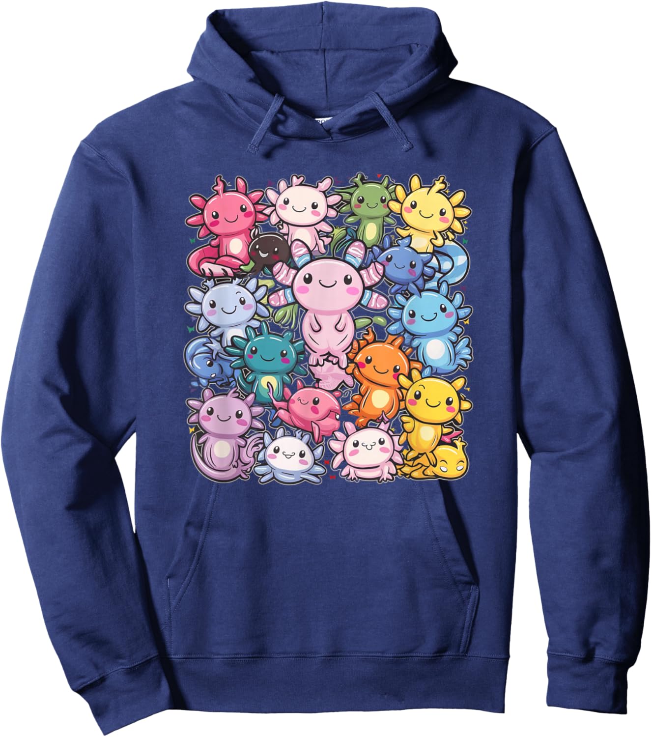 Axolotl Cute Axolotls Of The World Kawaii Kids , Black, S Hoodie - Hoodie | Navy