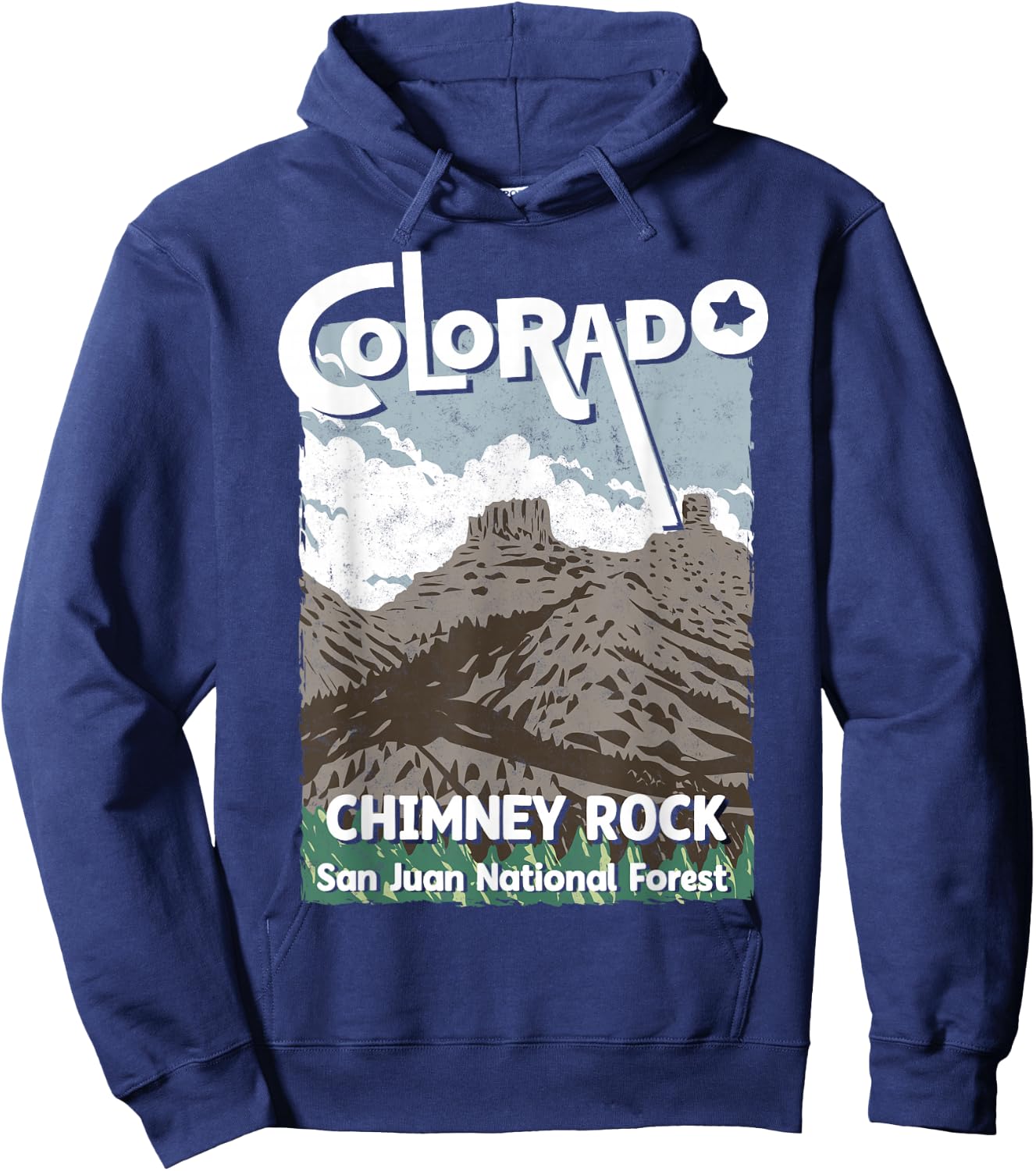 Chimney Rock Colorado San Juan Rocky Mountains Skiing Hoodie - Hoodie | Navy
