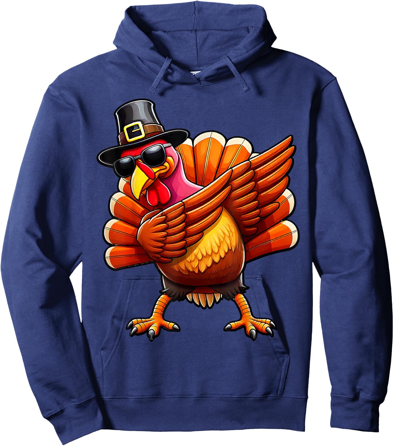 Thanksgiving Day Dabbing Turkey Pilgrim Boys Men Funny Dab Hoodie - Hoodie | Navy
