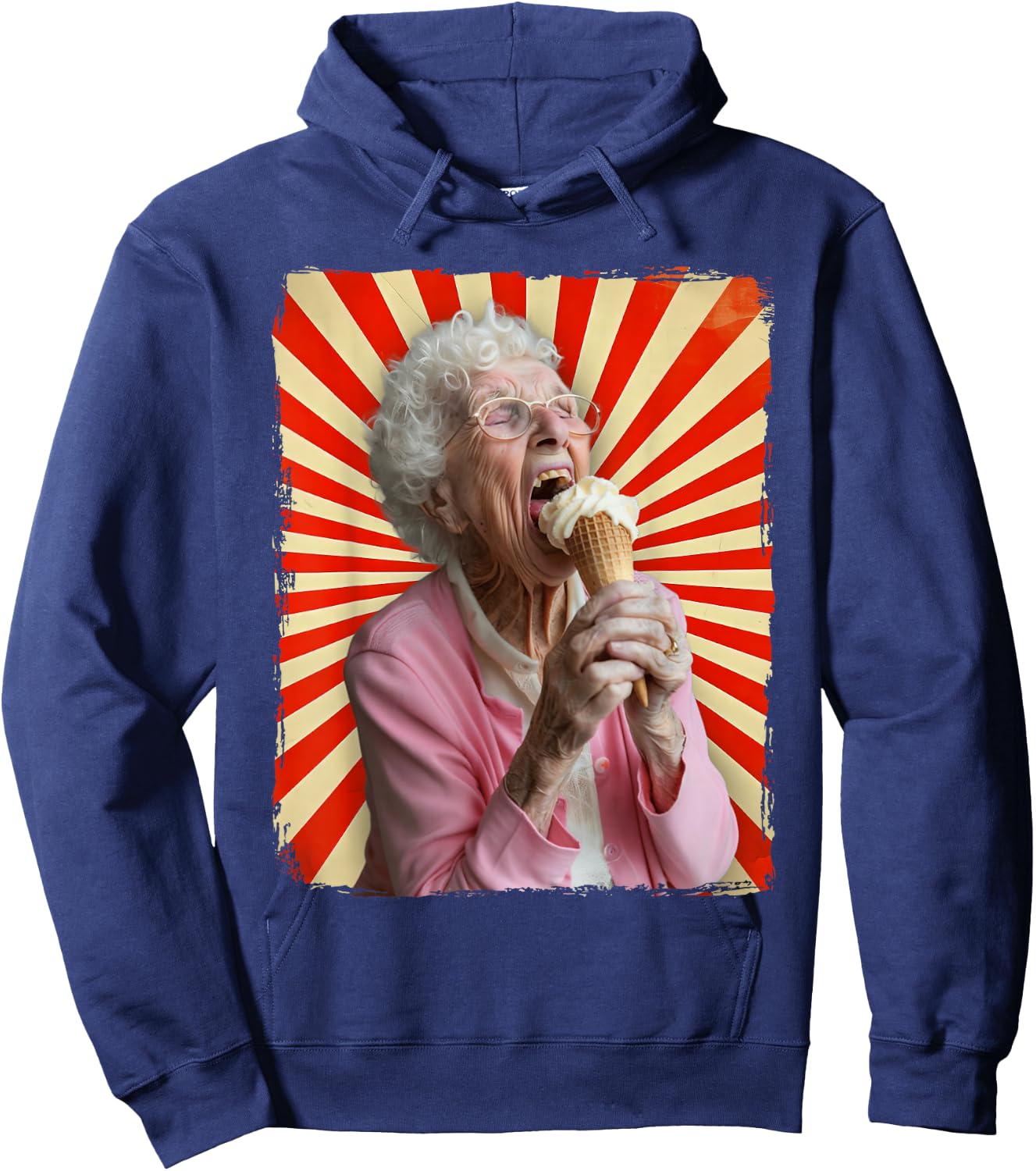 Grandma Licking Ice Cream Hoodie - Hoodie | Navy