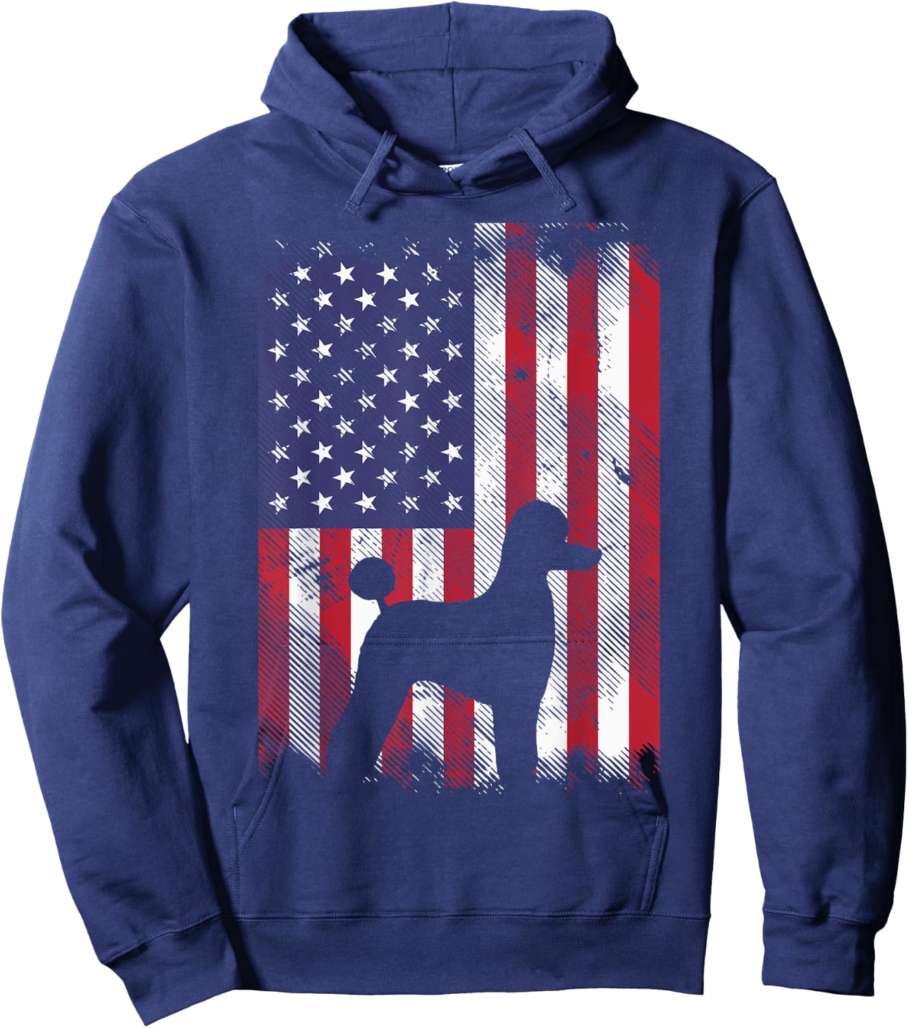 America Flag Poodle Vintage Patriotic Dog Lover Owner Gift Hoodie - Hoodie | Navy