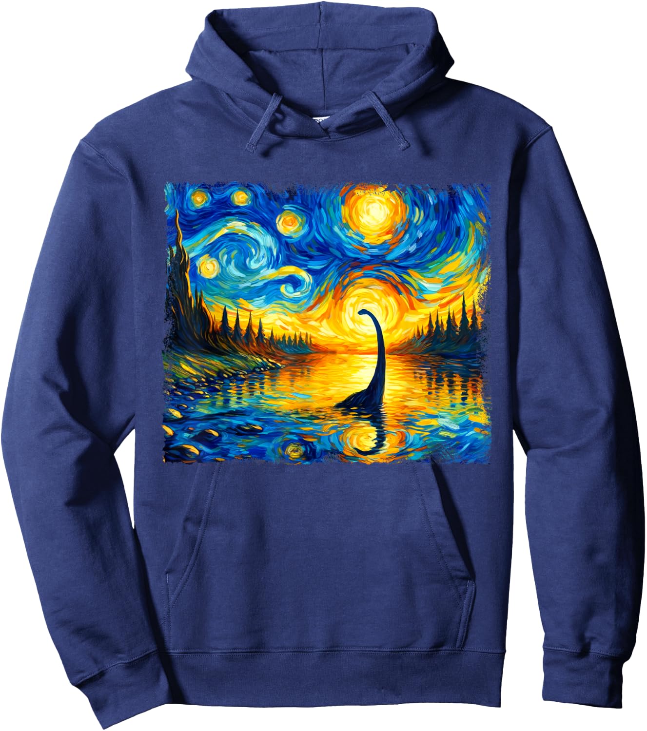 Vintage Arts Loch Ness Monster Outfits Starry Night Humor Hoodie - Hoodie | Navy