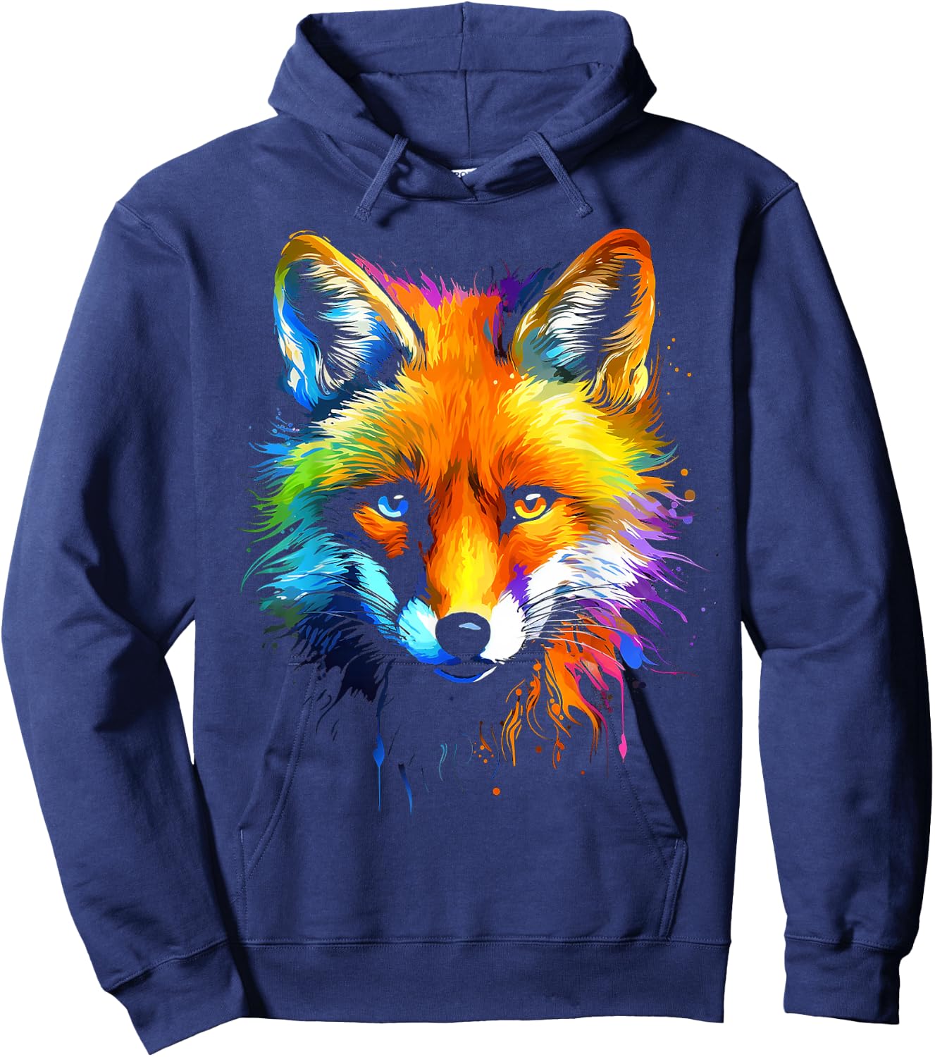 Fox Colourful Animal Graphic Art Fox , black, S Hoodie - Hoodie | Navy