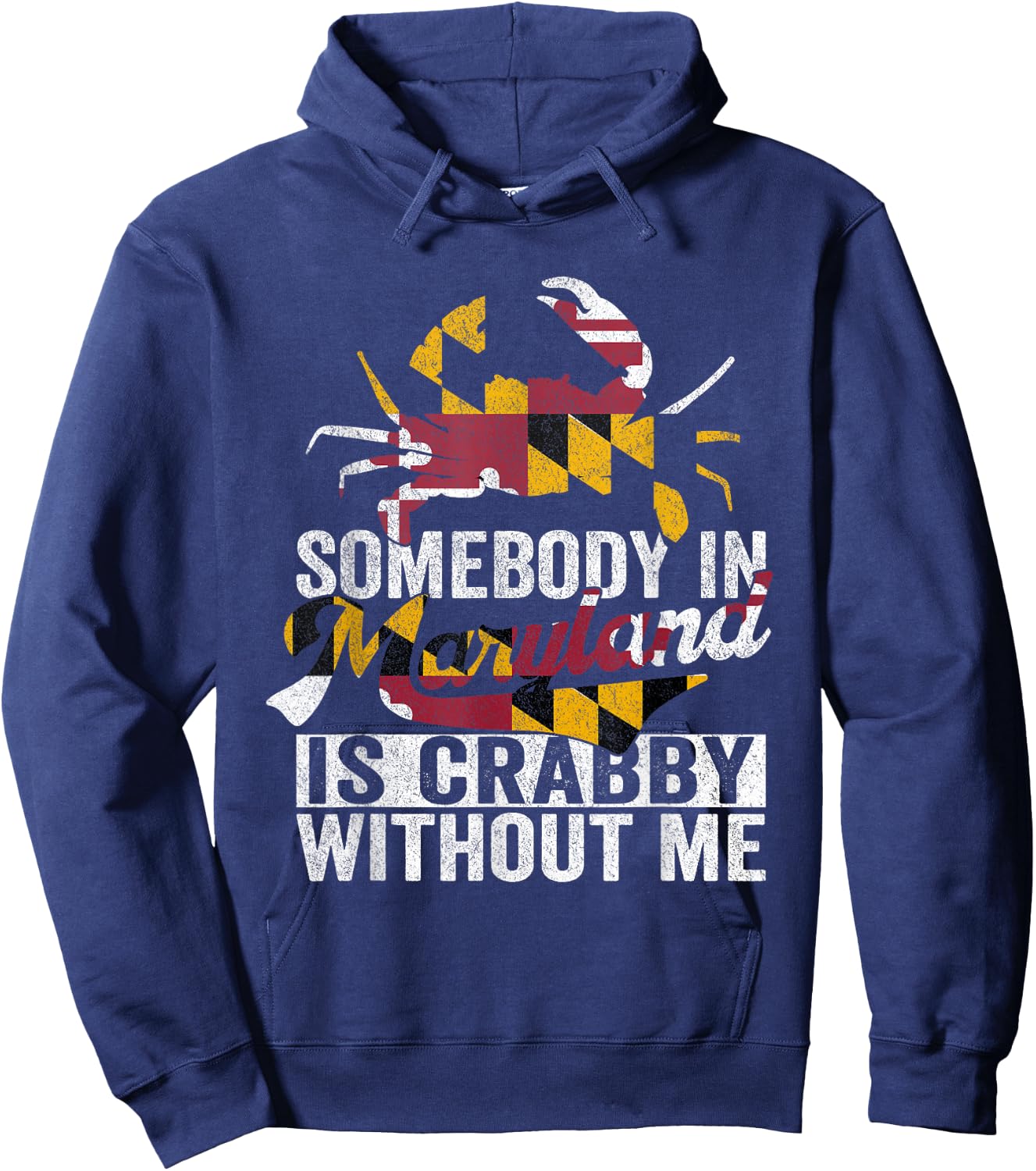 Vintage Maryland Crab Maryland Flag Pride Blue Crab Crabbing Hoodie - Hoodie | Navy