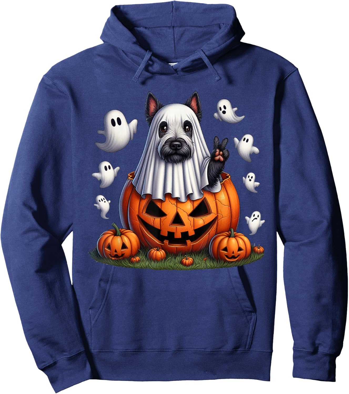 Funny Scottish Terrier Ghost Boo Halloween Kids Hoodie - Hoodie | Navy