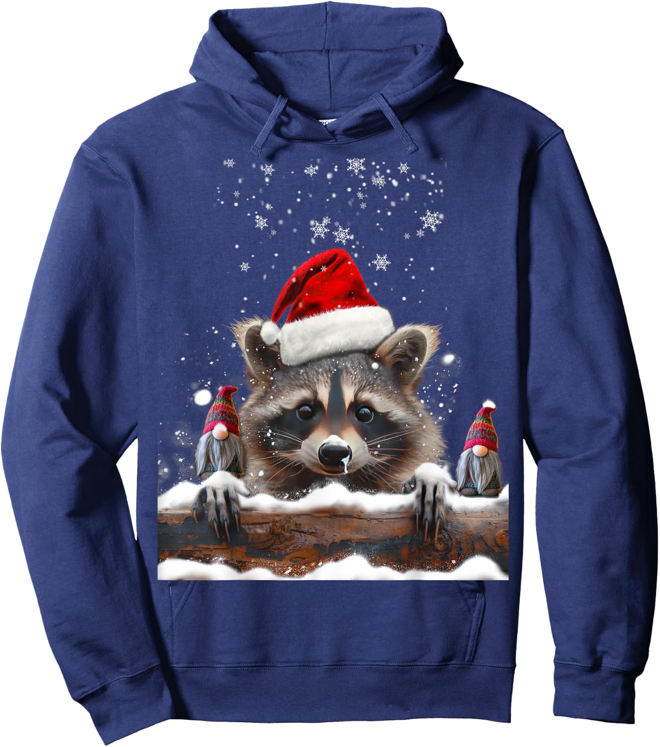 Racoon Racoon And Christmas Gnomes Man Woman Child , Black, S Hoodie - Hoodie | Navy