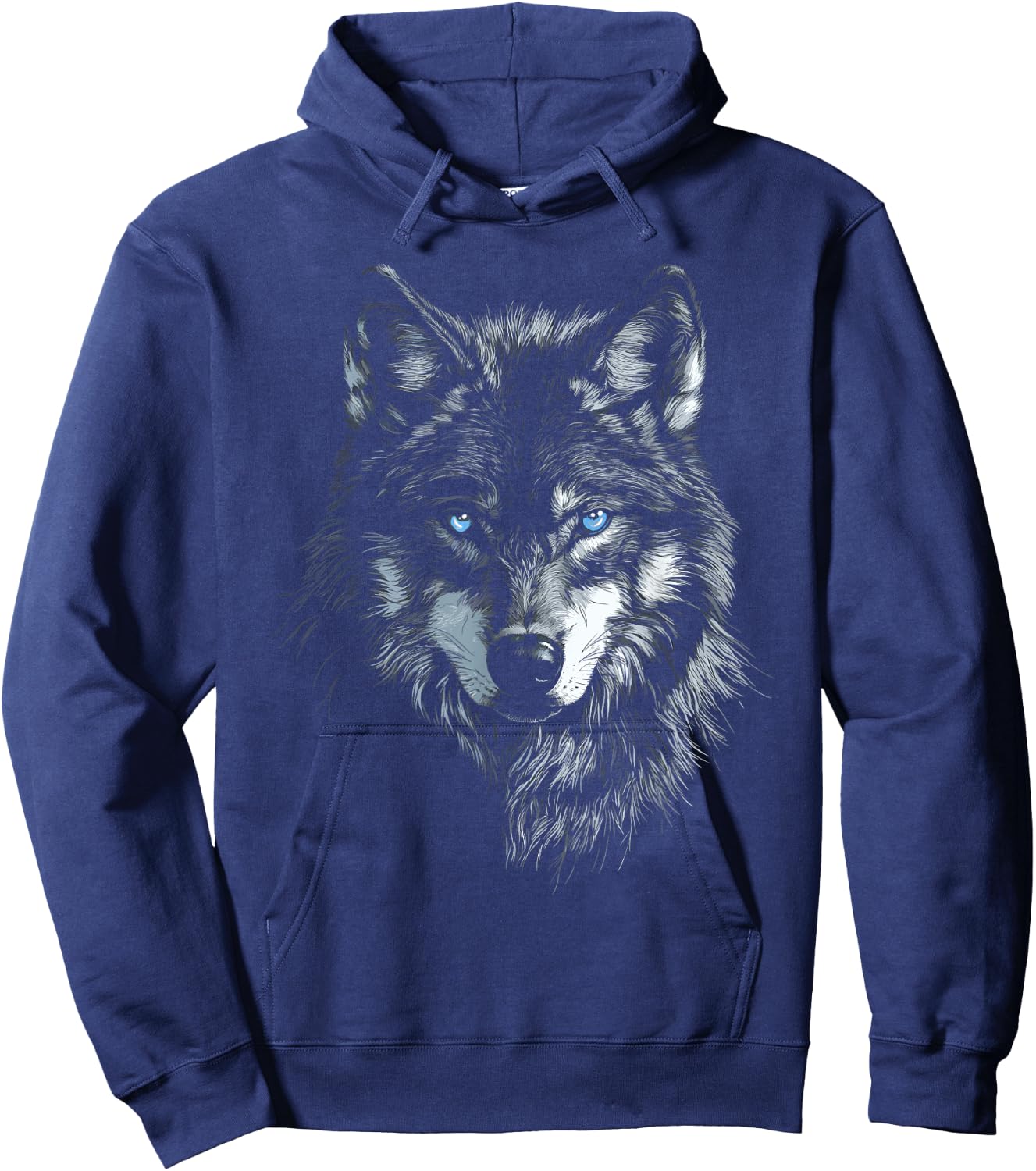 Mystical Wolf with Blue Eyes Animal Art Wolf Motif Wolves , black, S Hoodie - Hoodie | Navy