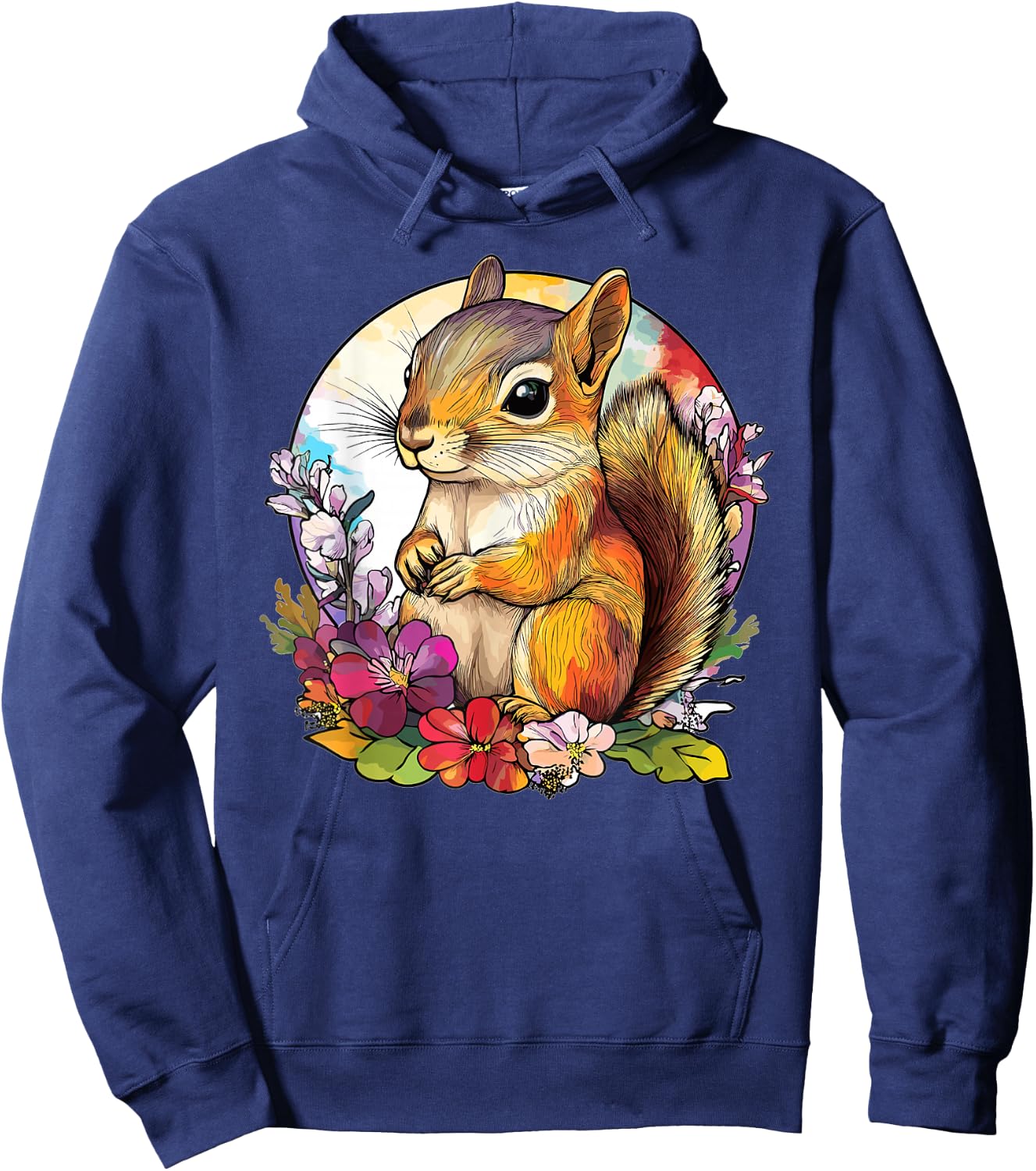 Cute Chipmunk With Flowers I Chipmunk Hoodie - Hoodie | Navy