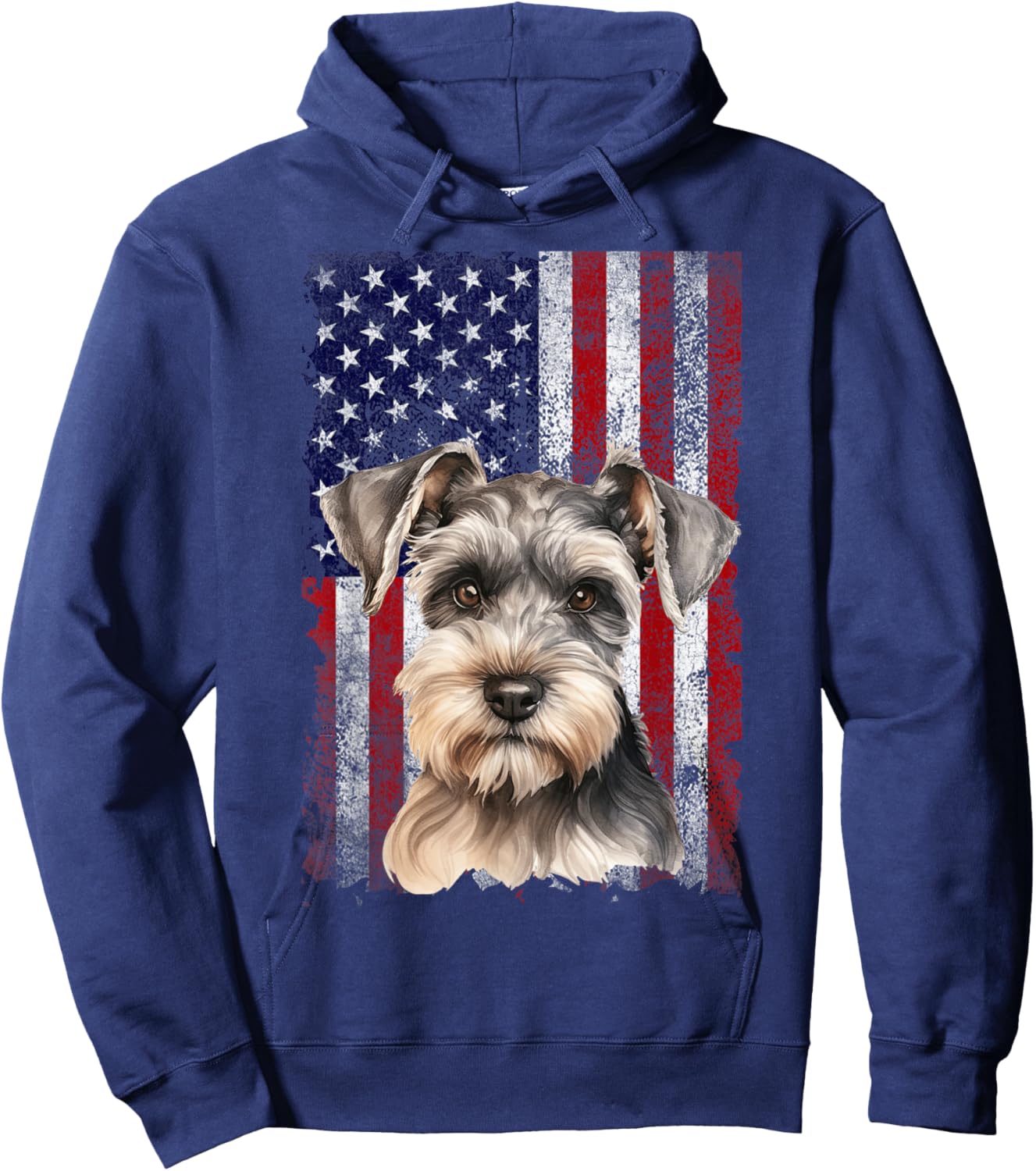 Miniature Schnauzer Dog 4th of July American Flag Patriotic Hoodie - Hoodie | Navy